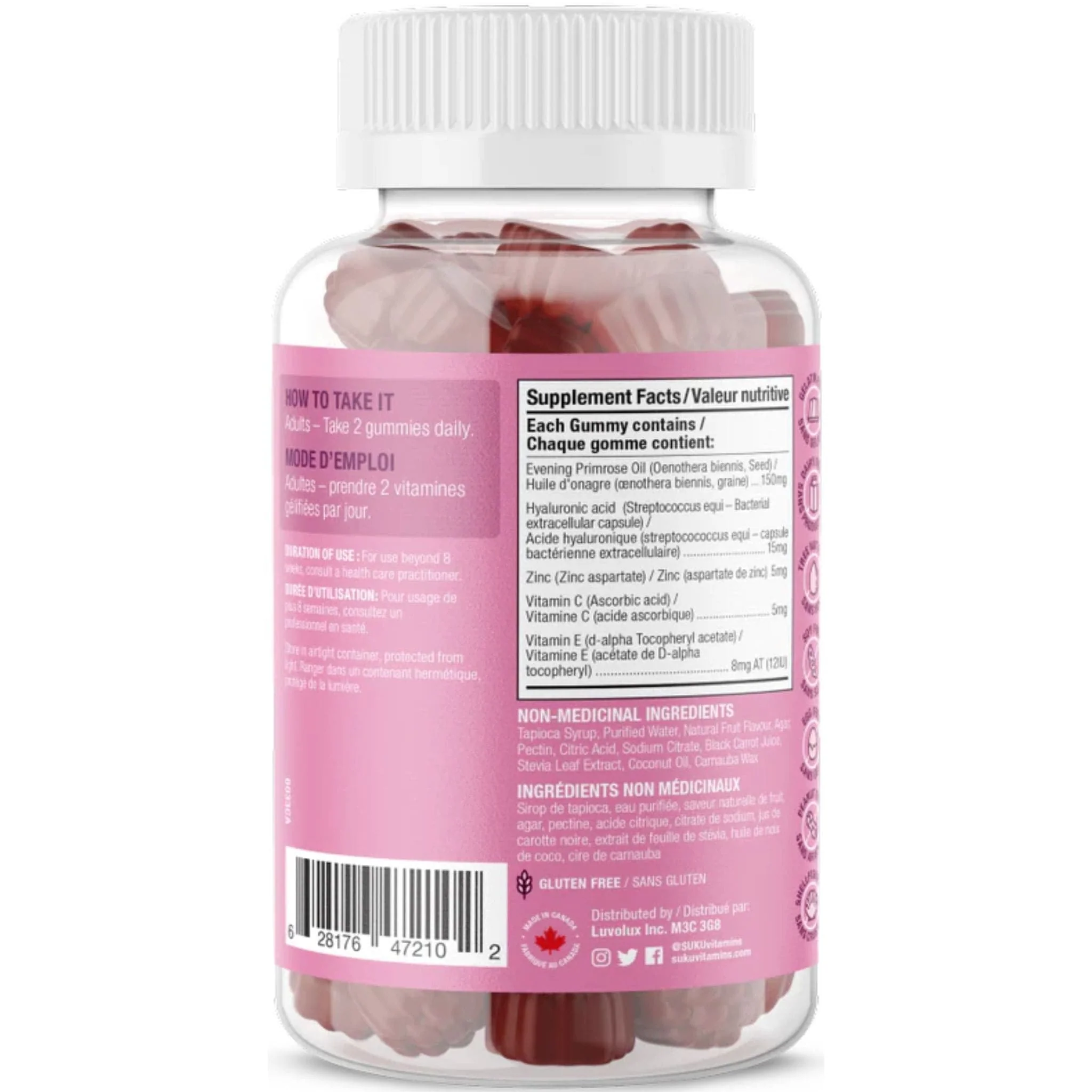 Suku Vitamins Radiant Complexion (with Hyaluronic Acid & Evening Primrose Oil), 60 Gummies - Image 3
