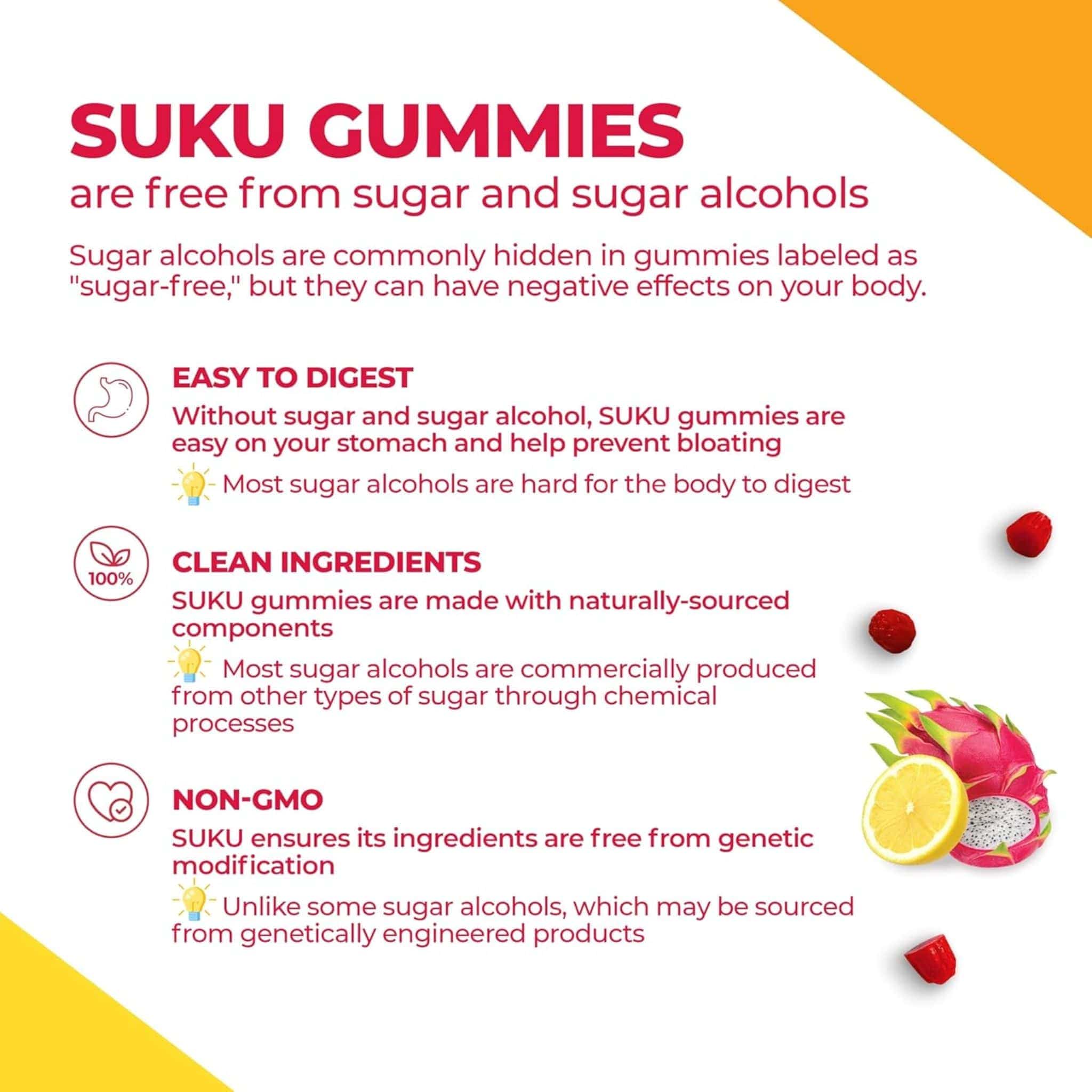 SUKU Vitamins Vitamin D3 1000 IU, K2 120 mcg, and B12 50 mcg, Supports Immune, Bone and Teeth, 60 Gummies - Image 9