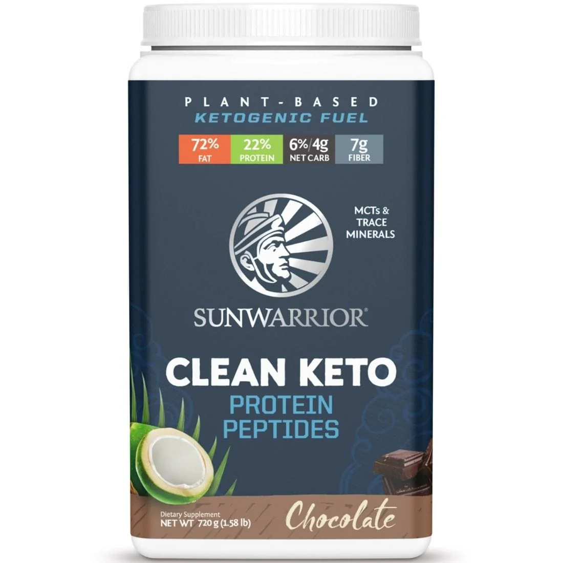 Sun Warrior Clean Keto Protein Peptides with MCTs, Minerals and Fiber, 73% Fat Per Serving, 720g/15 Servings - Image 2