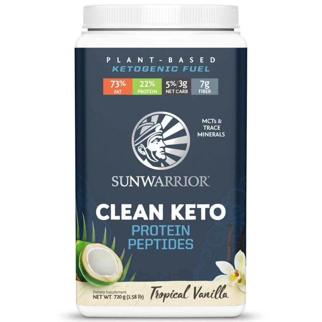 Sun Warrior Clean Keto Protein Peptides with MCTs, Minerals and Fiber, 73% Fat Per Serving, 720g/15 Servings - Image 3