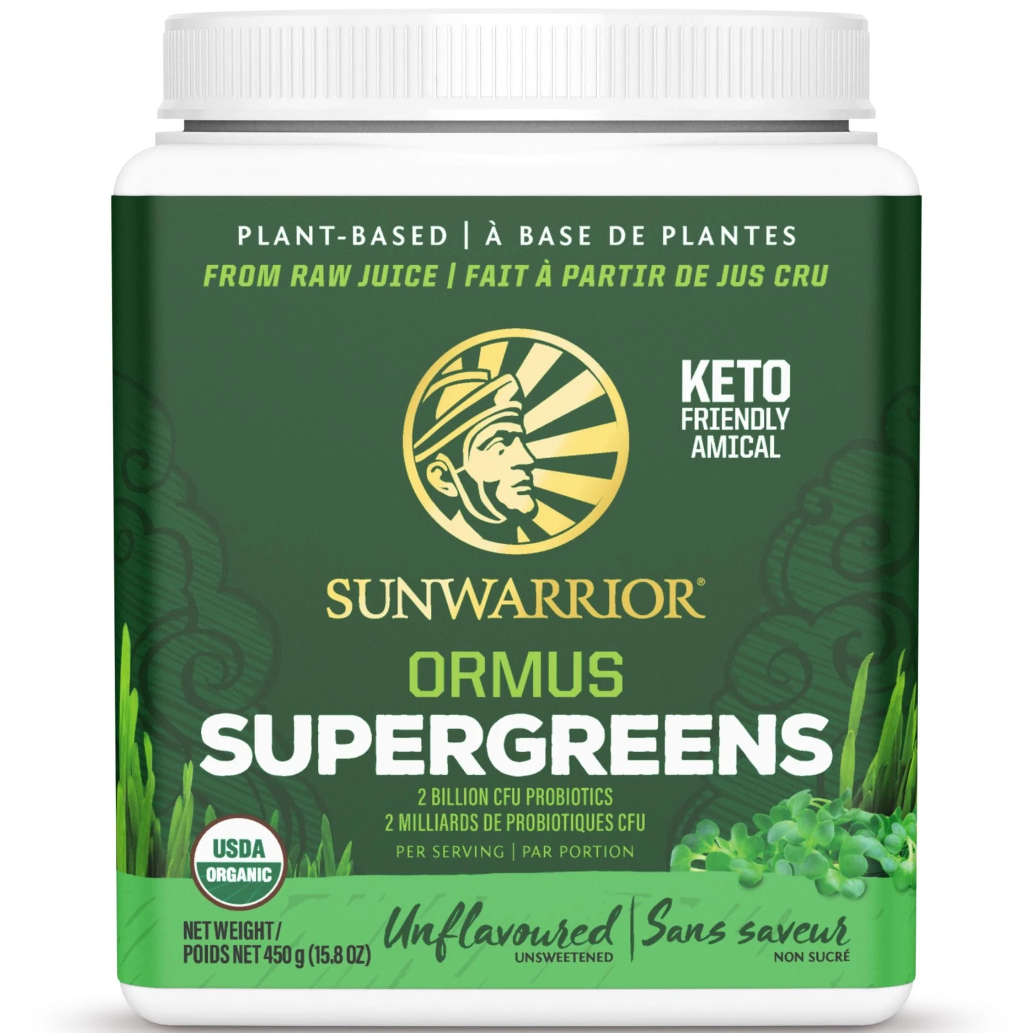 Sun Warrior Ormus Super Greens with 2 Billion CFU Probiotics, Made from Raw Juice, 225g - Image 3