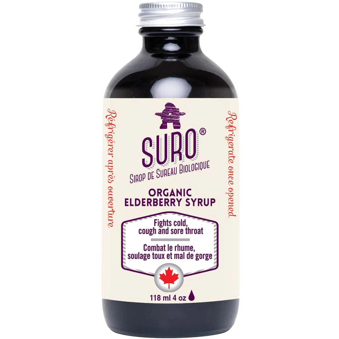 Suro Organic Elderberry Syrup, Fights Colds, Coughs, Sore Throat, All-Natural, Delicious, & Gluten-Free