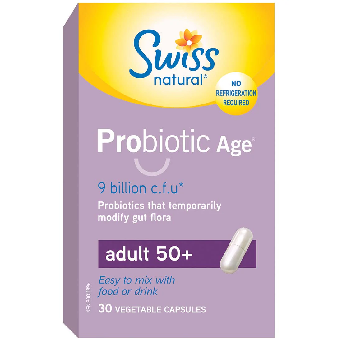 Swiss Natural Probiotic Age Adult 50+, 30 Capsules