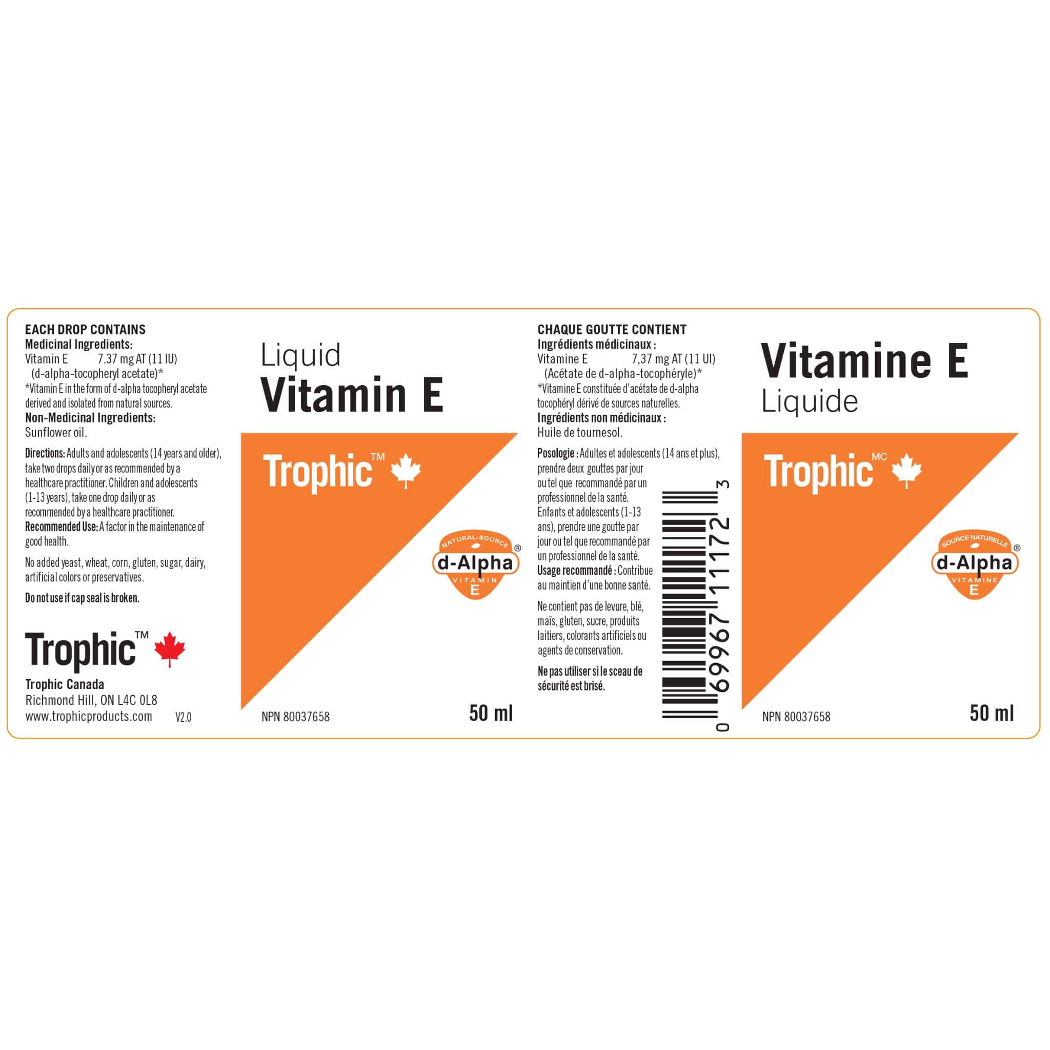 Trophic Liquid Vitamin E (Non-GMO) - Image 2