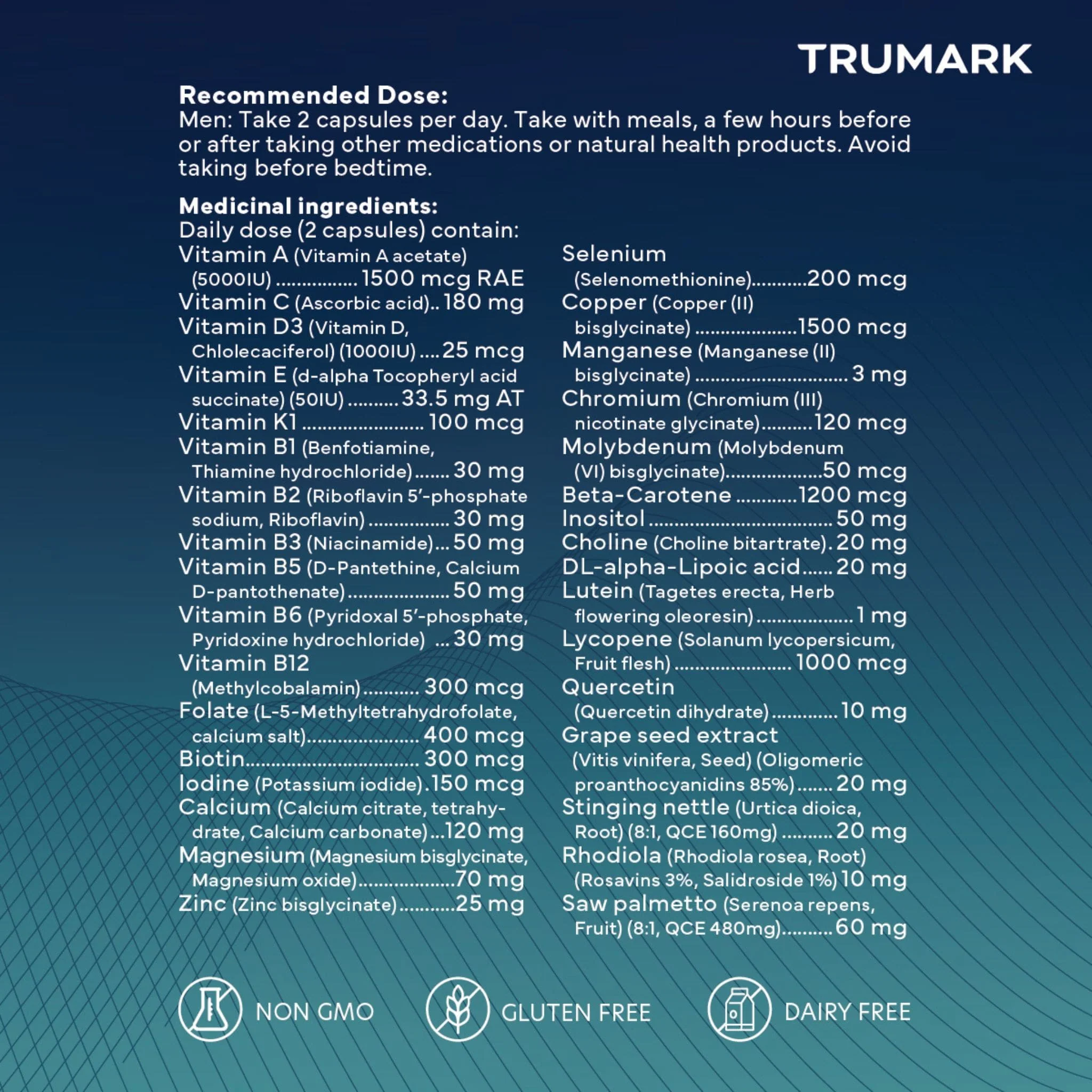 TRUMARK TRU-MEN Methylated Multivitamin for Men, High Potency, Daily Energy, Heart, Cognitive, Immune Support, 60 Day Supply, 120 Capsules - Image 6