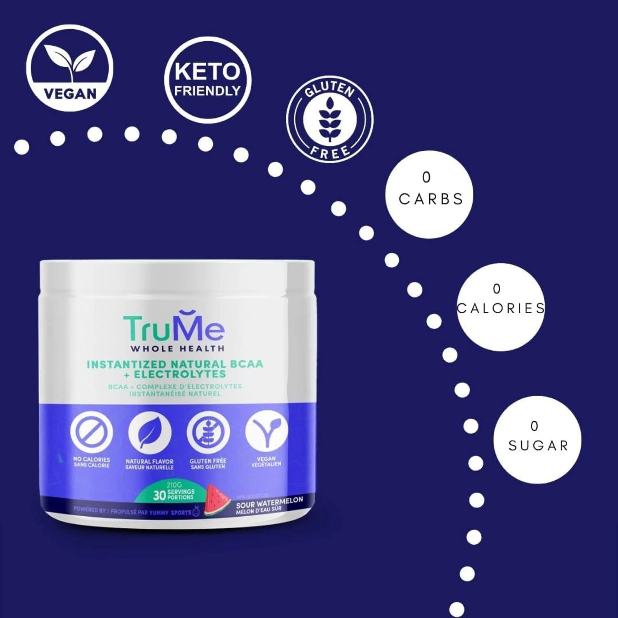TruMe Natural BCAA Plus Electrolytes Powder, Hydration and Muscle Recovery, Keto and Vegan Friendly, 210g - Image 2