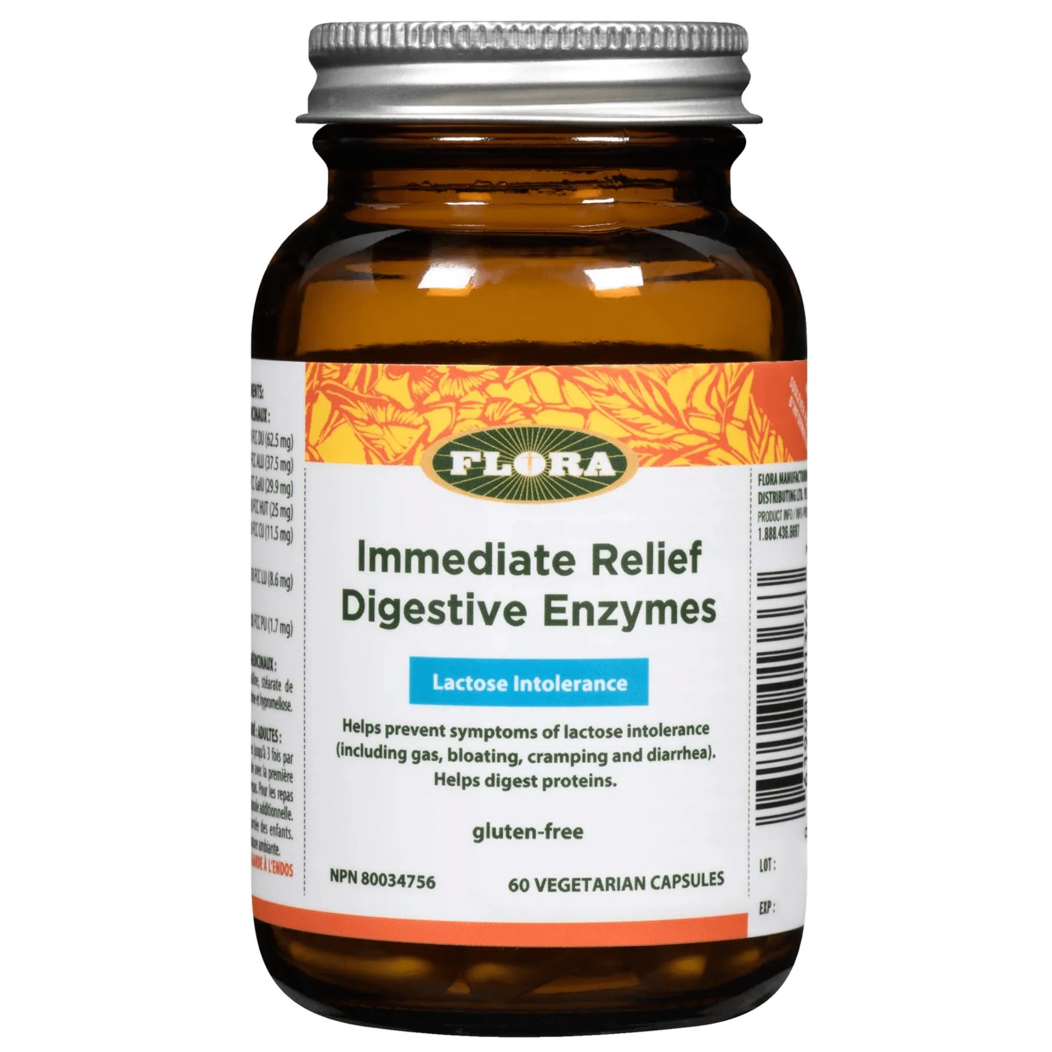 Flora Immediate Relief Digestive Enzymes, 21-120 Vegetable Capsules