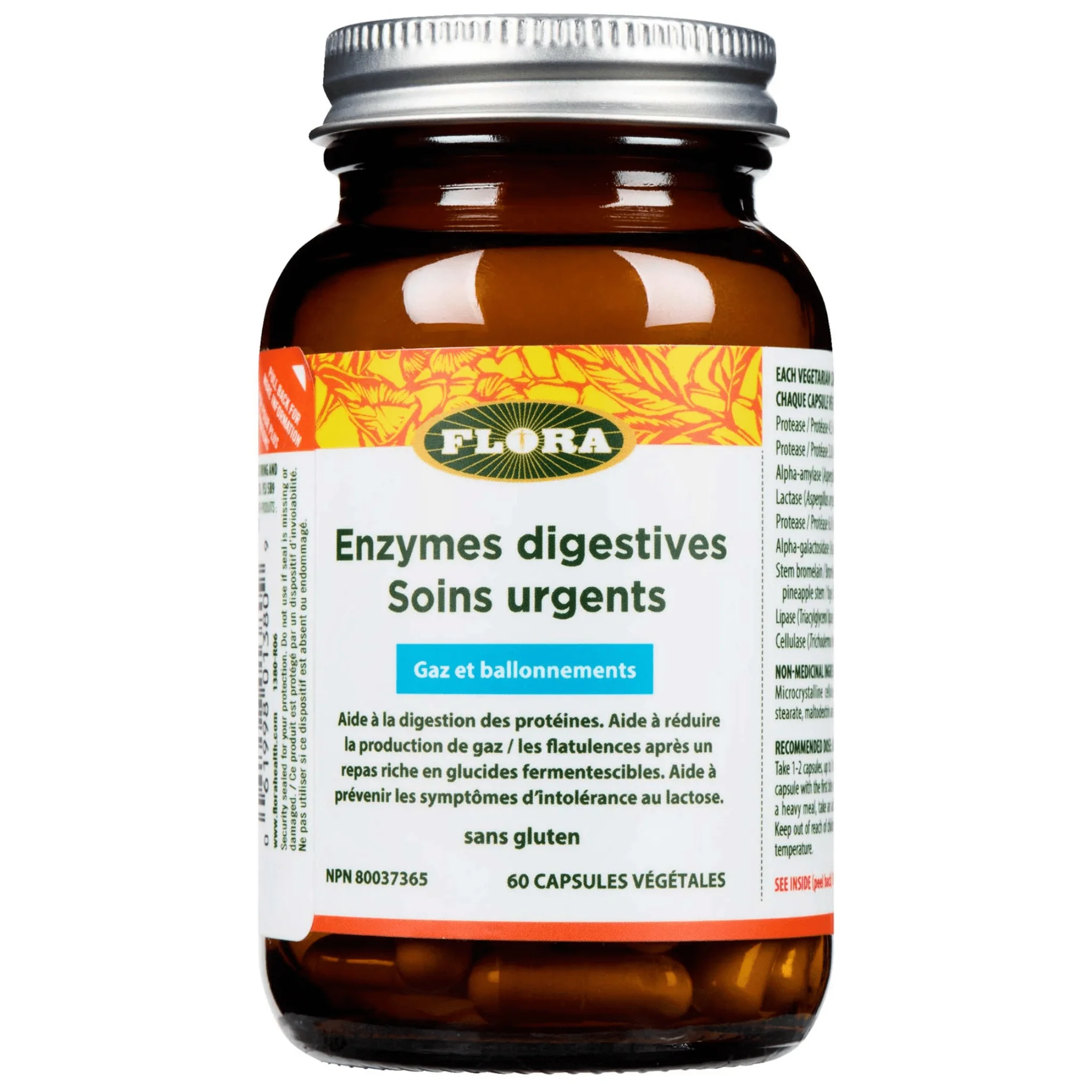 Flora Urgent Care Digestive Enzymes, Targeted Relief for Digestive Discomfort, 60-120 Vegetable Capsules - Image 2