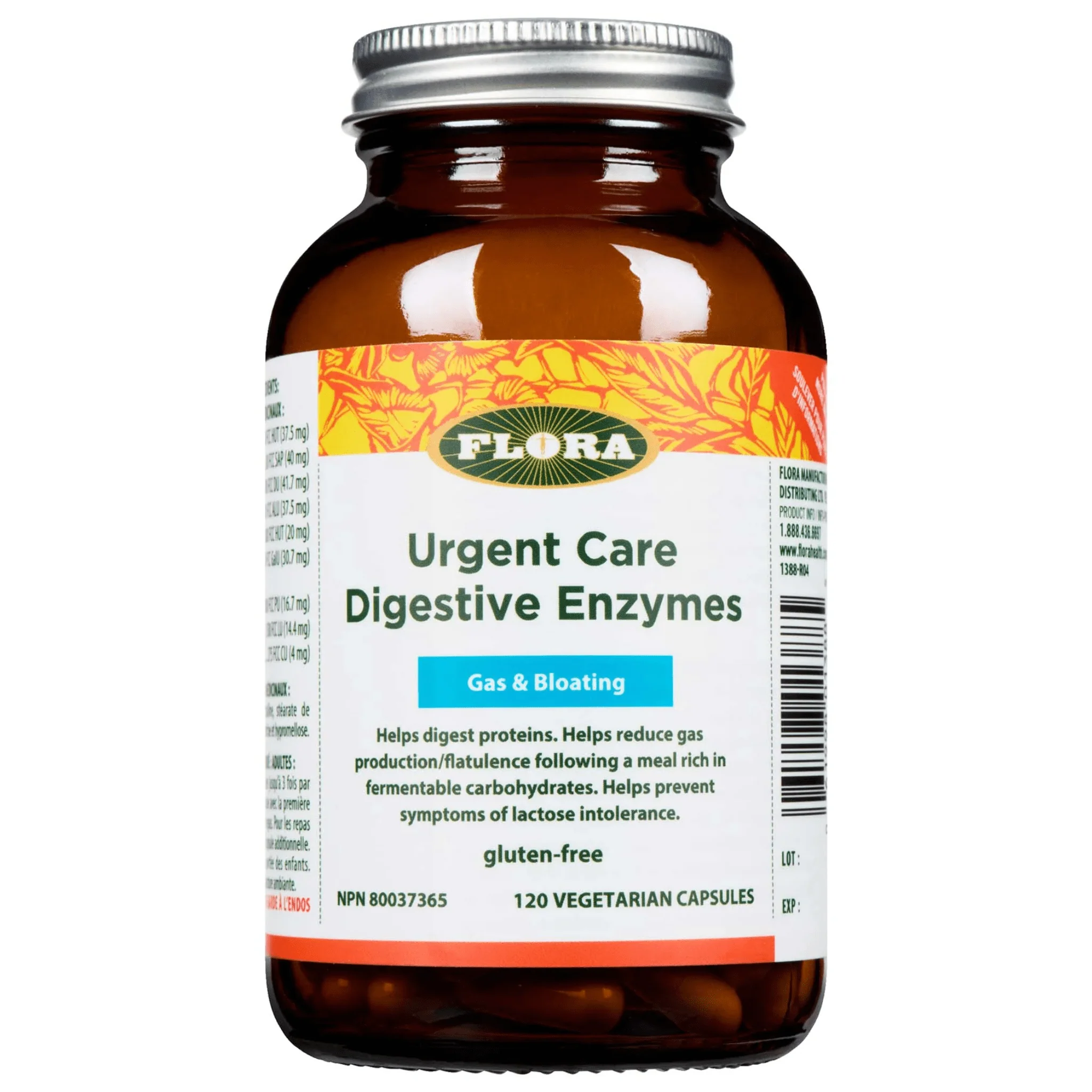 Flora Urgent Care Digestive Enzymes, Targeted Relief for Digestive Discomfort, 60-120 Vegetable Capsules - Image 4