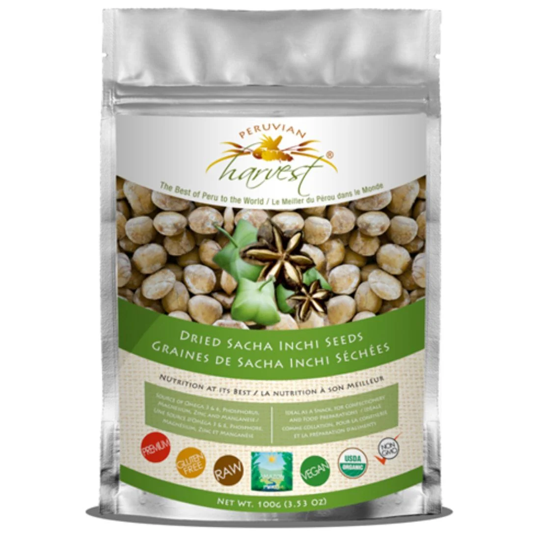 Uhtco Peruvian Harvest Dried Sacha Inchi Seeds, 100g