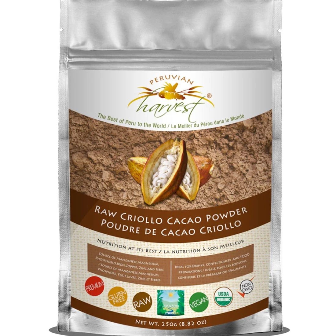 Uhtco Peruvian Harvest Raw Organic Criollo Cacao Powder, 250g