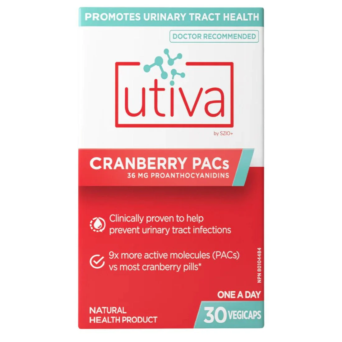 Utiva Cranberry PACs Urinary Tract Infection Control Supplement, One a Day - Image 2