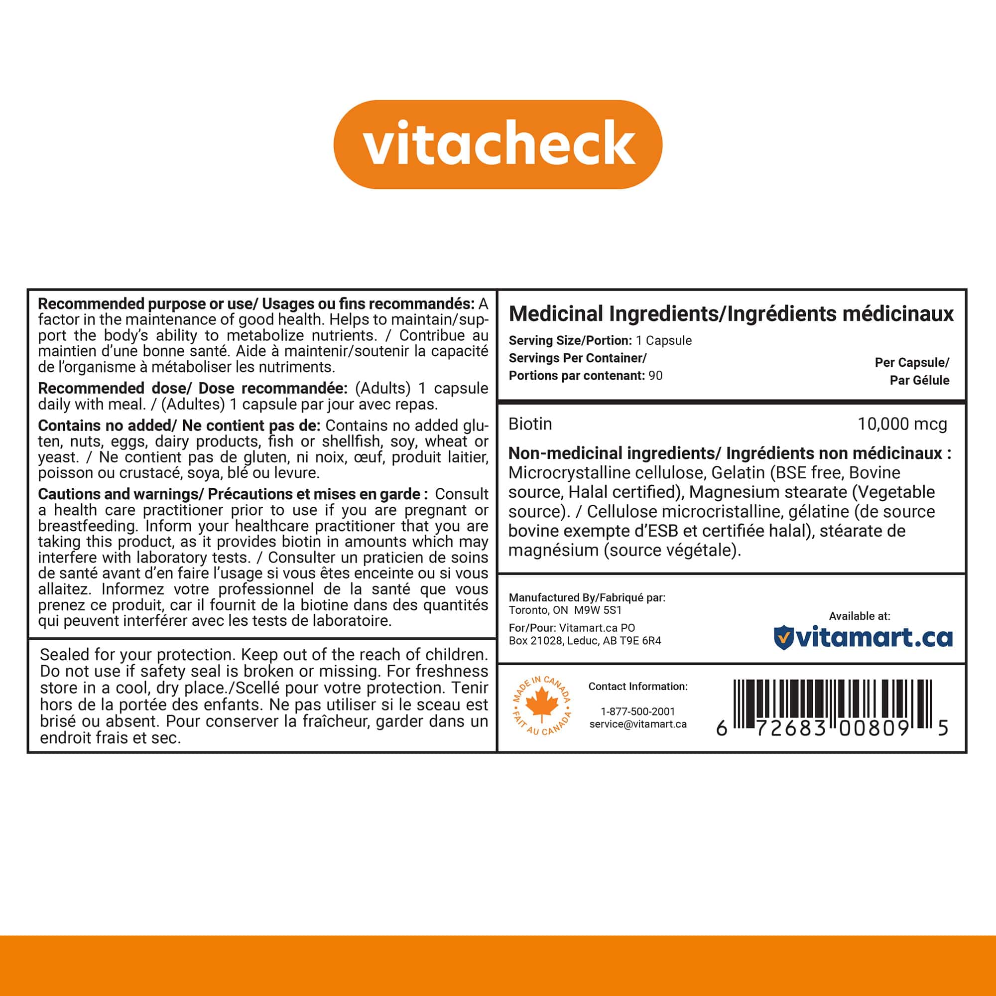 Vitacheck Biotin Extra Strength 10,000mcg, Supports Healthy Hair, Radiant Skin, 90 Vegetable Capsules CLEARANCE 25% Off Expiry 6/28 Final Sale - Image 9