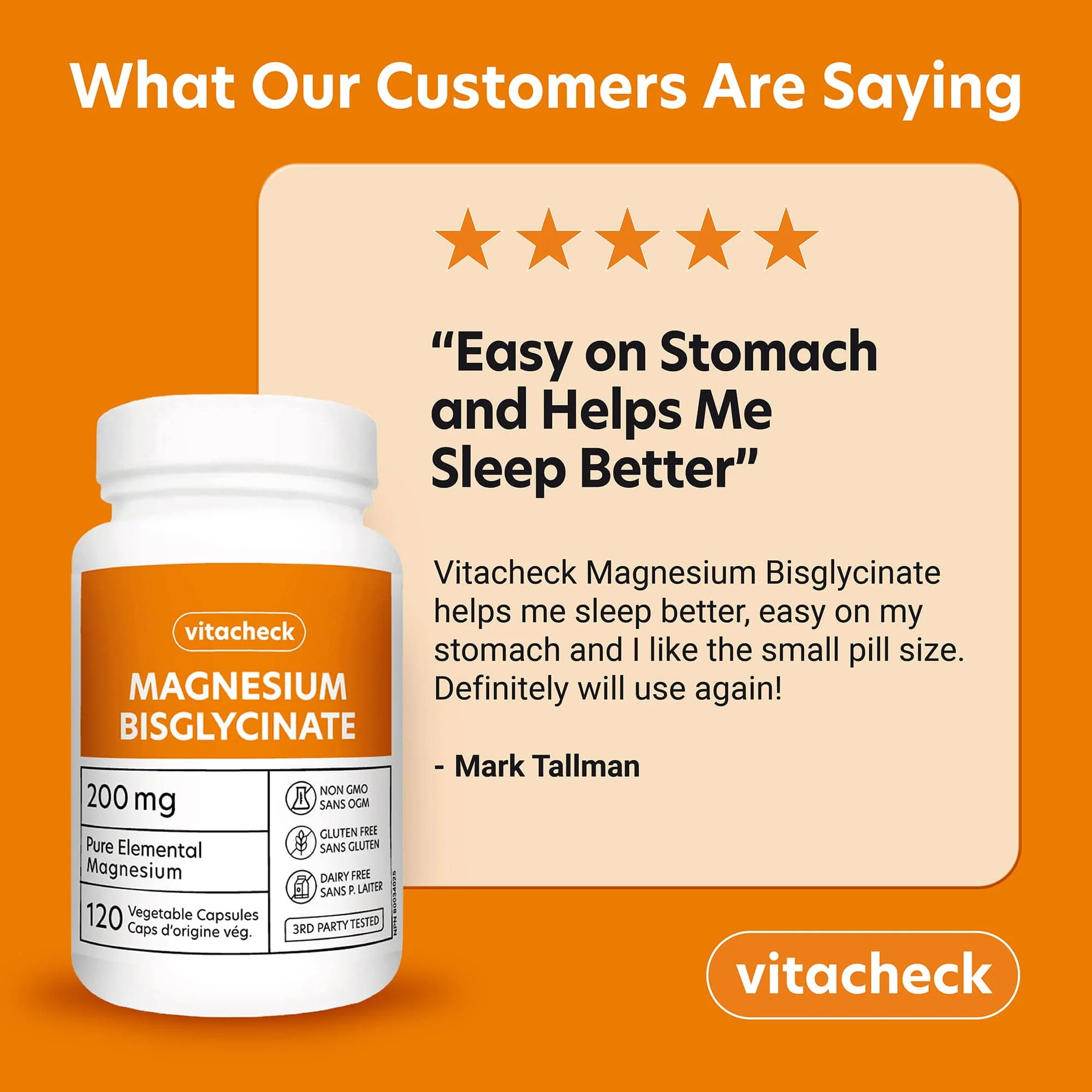 Vitacheck Magnesium Bisglycinate 200mg, Pure Elemental Magnesium, Highly Absorbable, Gentle On Bowels, Sleep Support, Muscle Recovery, Bone Health, 120 Vegetable Capsules - Image 3