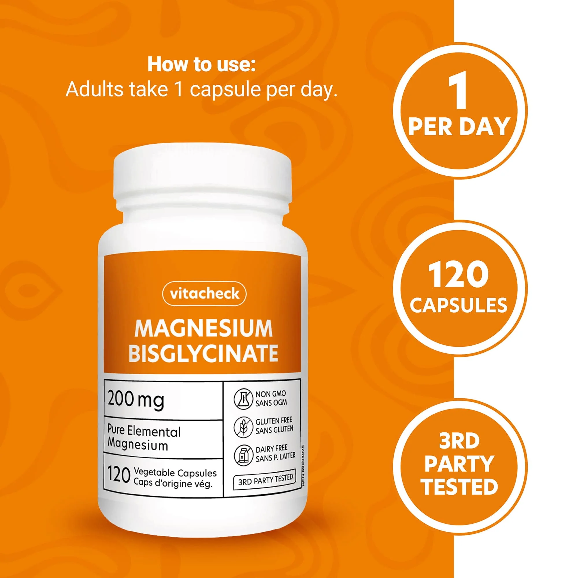 Vitacheck Magnesium Bisglycinate 200mg, Pure Elemental Magnesium, Highly Absorbable, Gentle On Bowels, Sleep Support, Muscle Recovery, Bone Health, 120 Vegetable Capsules - Image 6