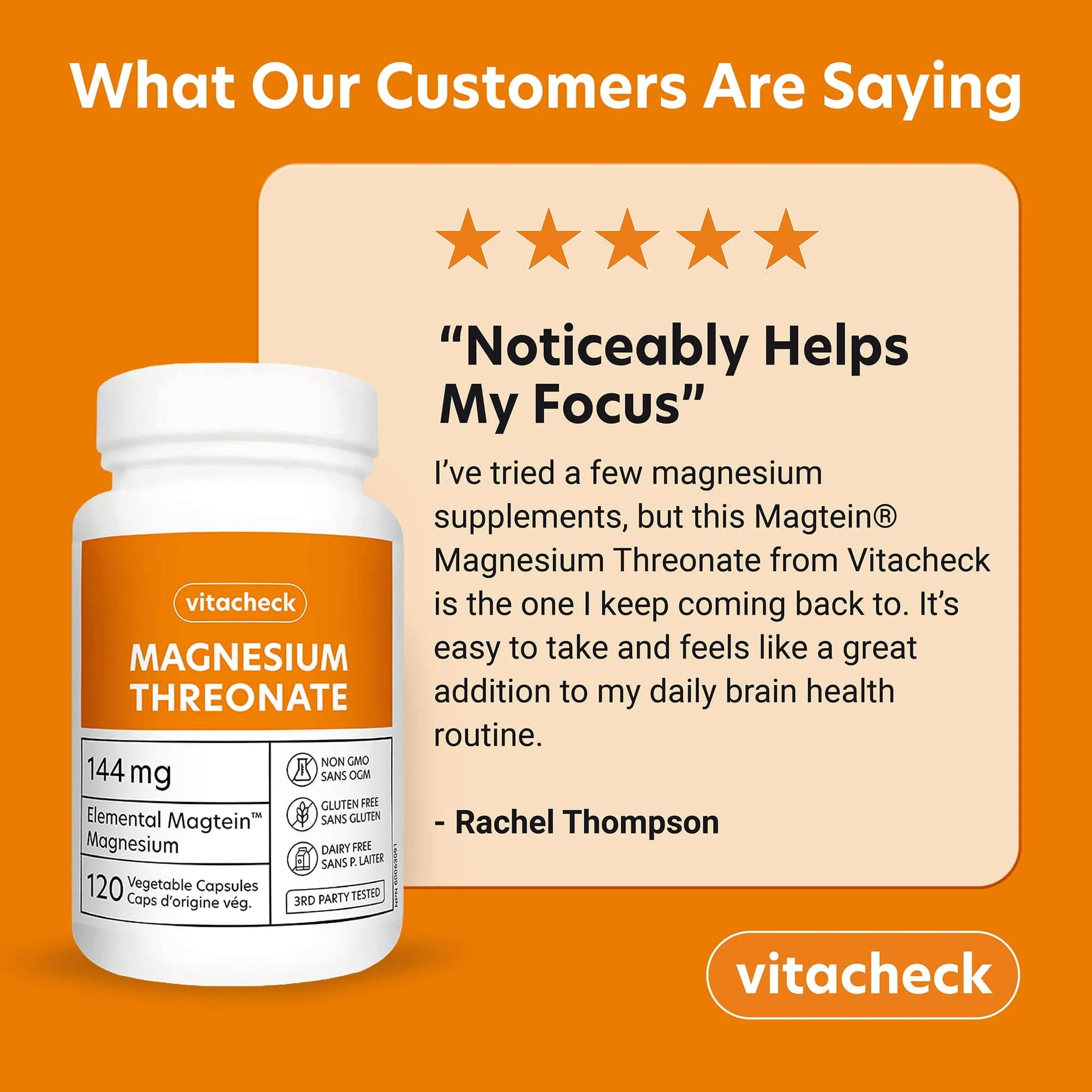 Vitacheck Magnesium Threonate 667mg Magtein, Enhances Cognitive Function, Supports Learning, Memory, Brain Health, 120 Vegetable Capsules CLEARANCE 25% Off Expiry 5/28 Final Sale - Image 6