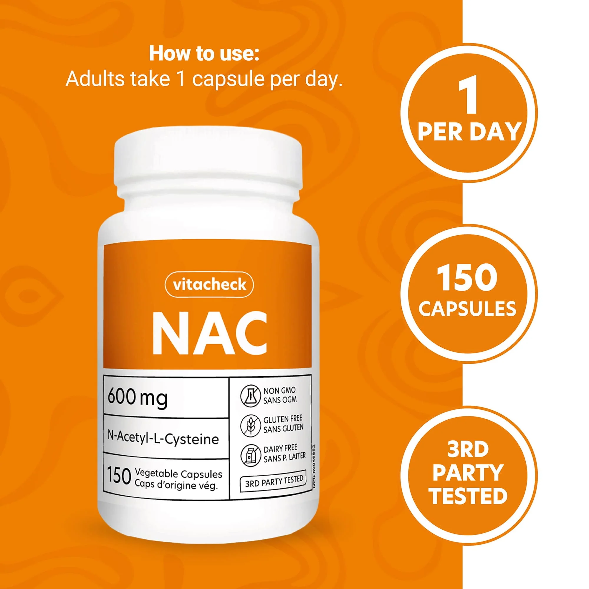 Vitacheck NAC 600mg Capsules, N Acetyl L-Cysteine, Immune Health, Supports Lung and Liver Health, 150 Vegetable Capsules - Image 6
