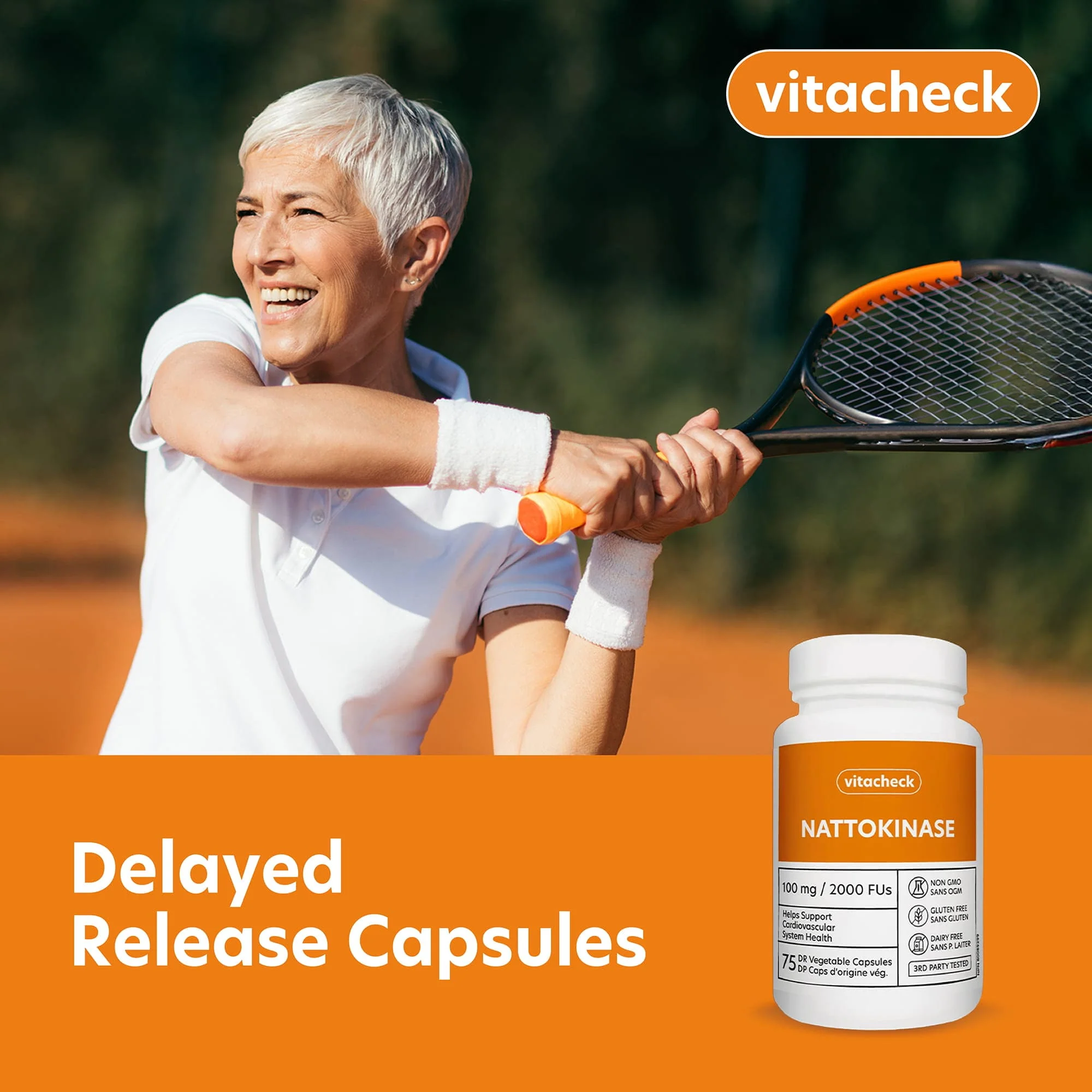 Vitacheck Nattokinase 100mg, 2000 FUs, Natural Heart Health, Circulation and Blood Pressure Support, 75 Delayed Release Capsules - Image 5