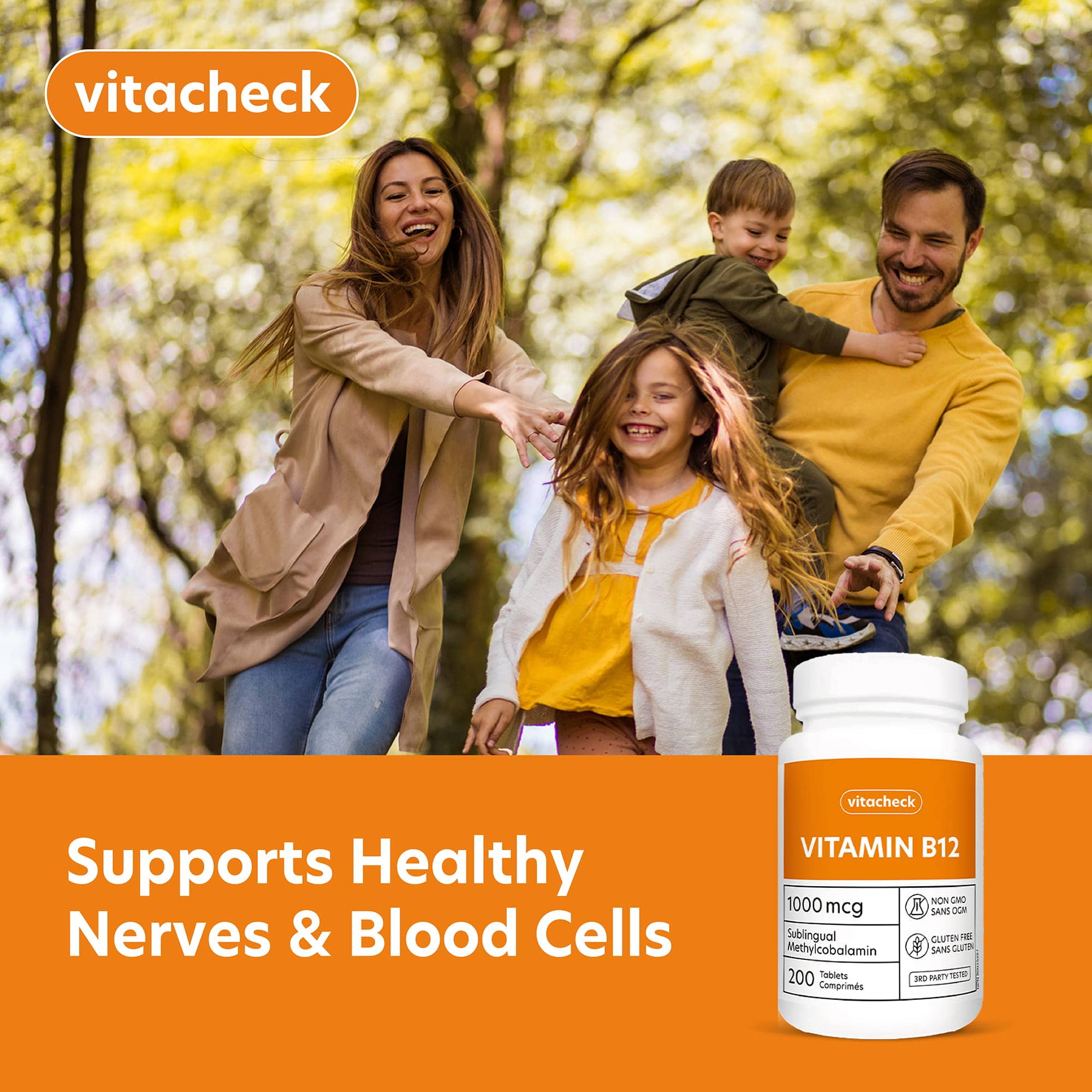Vitacheck Vitamin B12 1000mcg, Sublingual B12 Quick Dissolve Methylcobalamin, Supports Energy, Healthy Nerve and Blood Cells, 200 Sublingual Tablets - Image 7