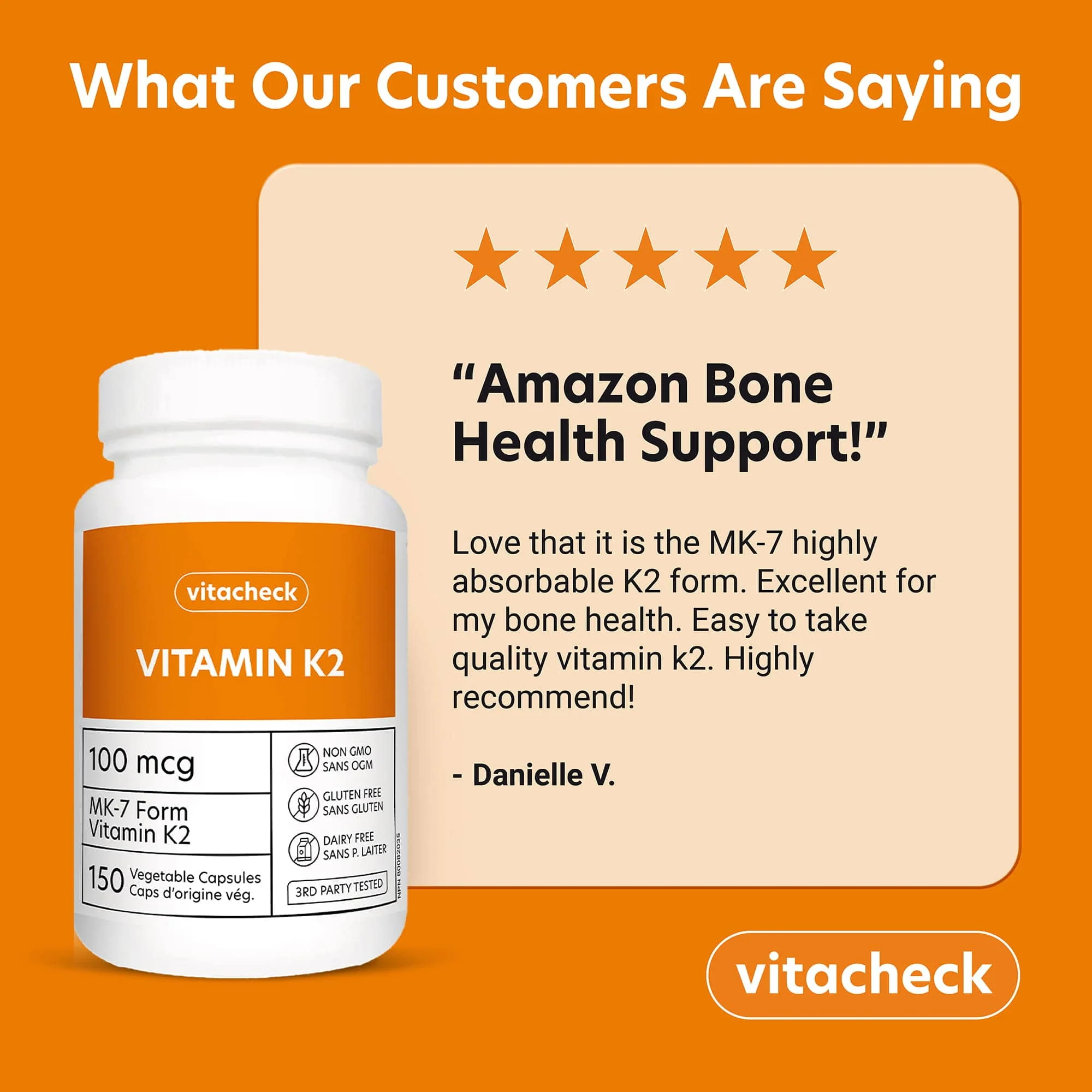 Vitacheck Vitamin K2 100mcg, Natto-Derived MK-7, Supports Bone and Heart Health, 150 Vegetable Capsules - Image 3