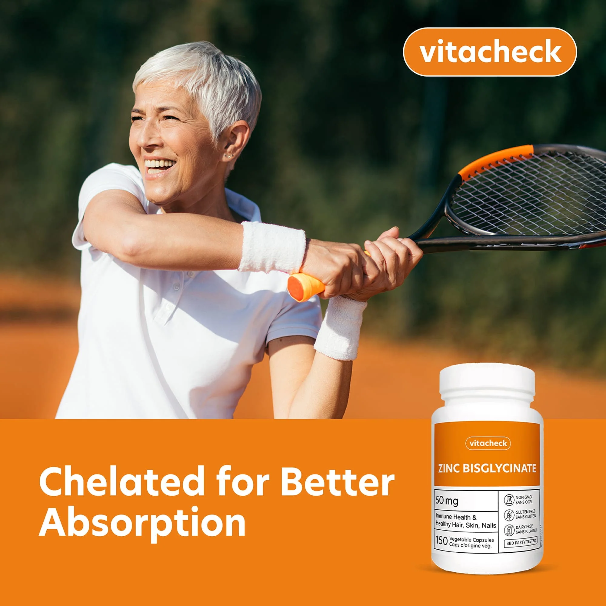 Vitacheck Zinc Bisglycinate 50mg, Chelated, Supports Immune Health, Skin, Hair and Wound Healing, 150 Vegetable Capsules CLEARANCE 25% Off Exp 5/28 Final Sale - Image 4