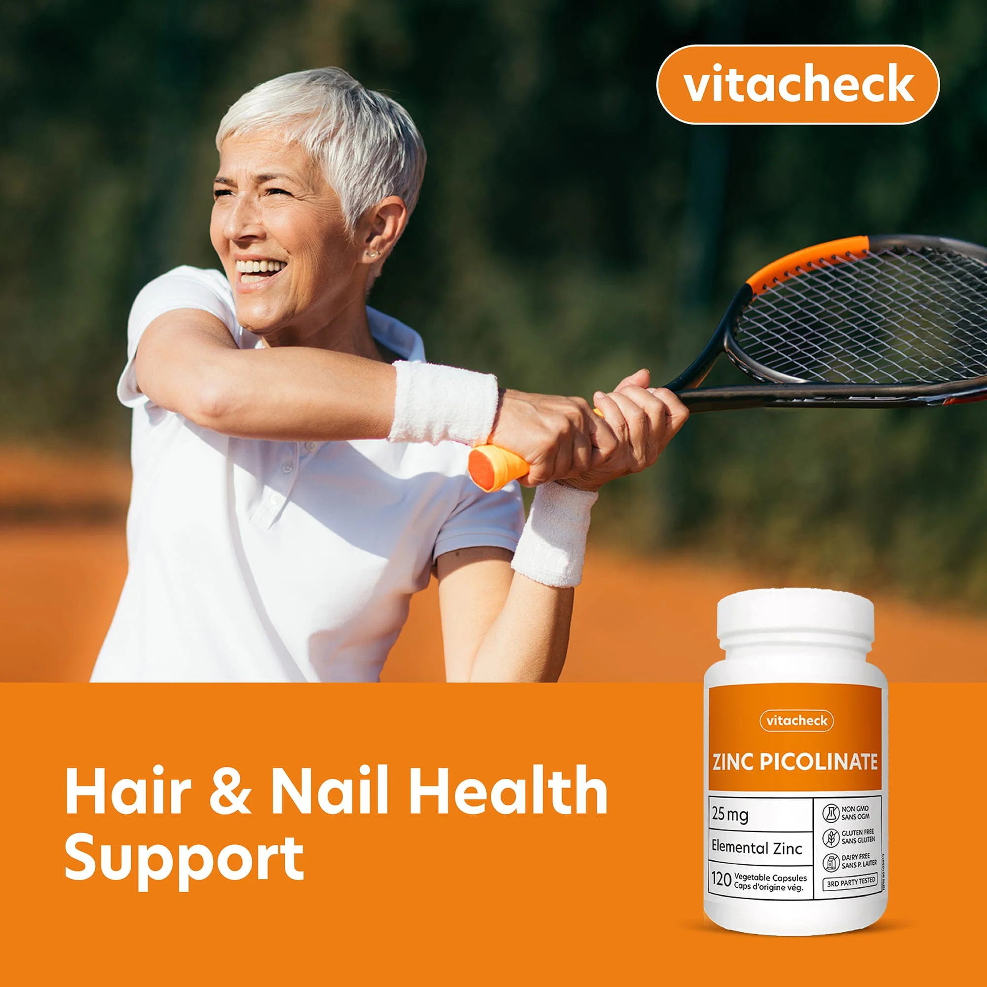 Vitacheck Zinc Picolinate 25mg Extra Strength, Chelated, Immune Health, Energy Metabolism, Hair and Nail Health, 120 Vegetable Capsules - Image 5
