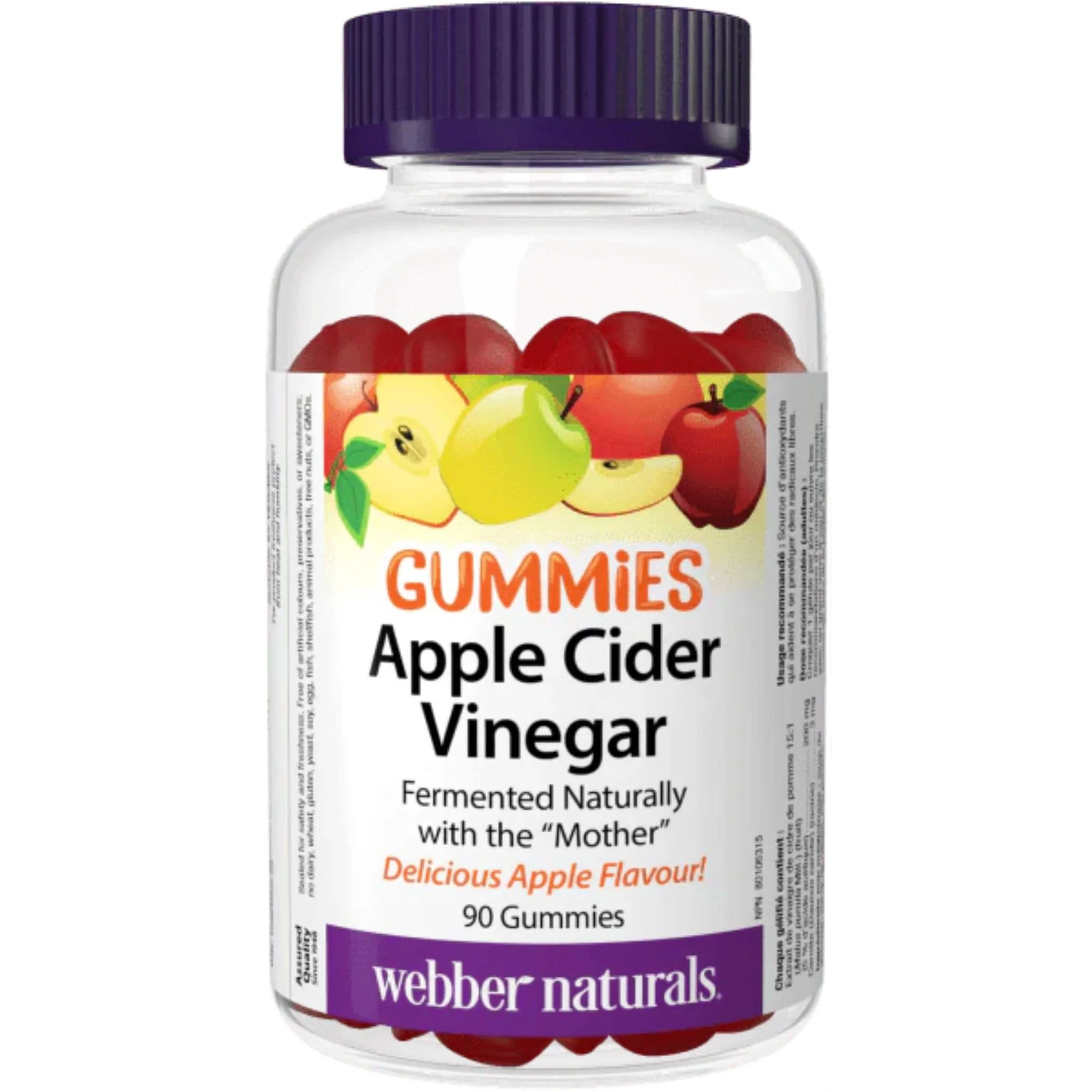 Webber Naturals Apple Cider Vinegar Gummies 200mg with Mother, 90 Gummies
