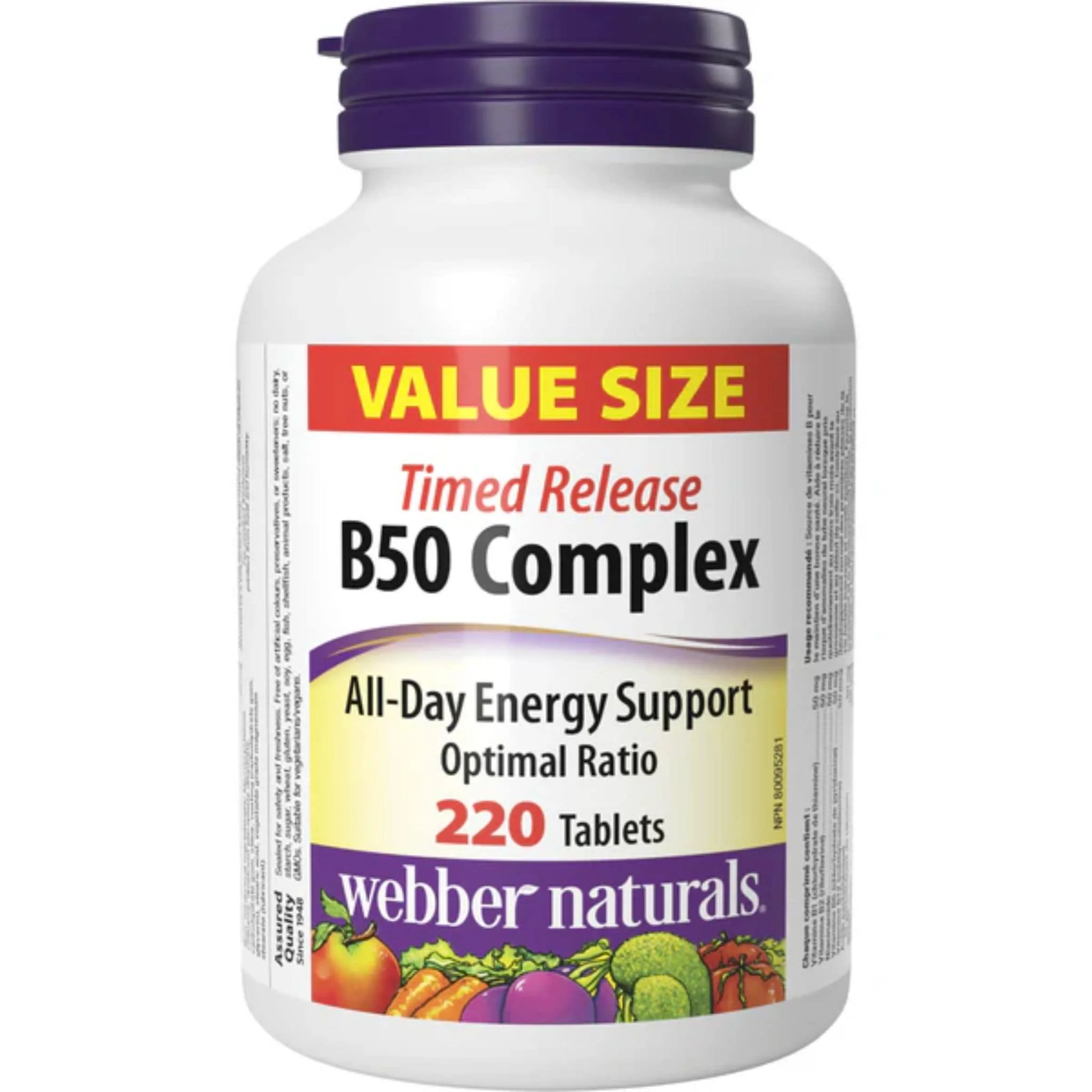 Webber Naturals B50 Complex, Timed Release, Value Size, 220 Tablets