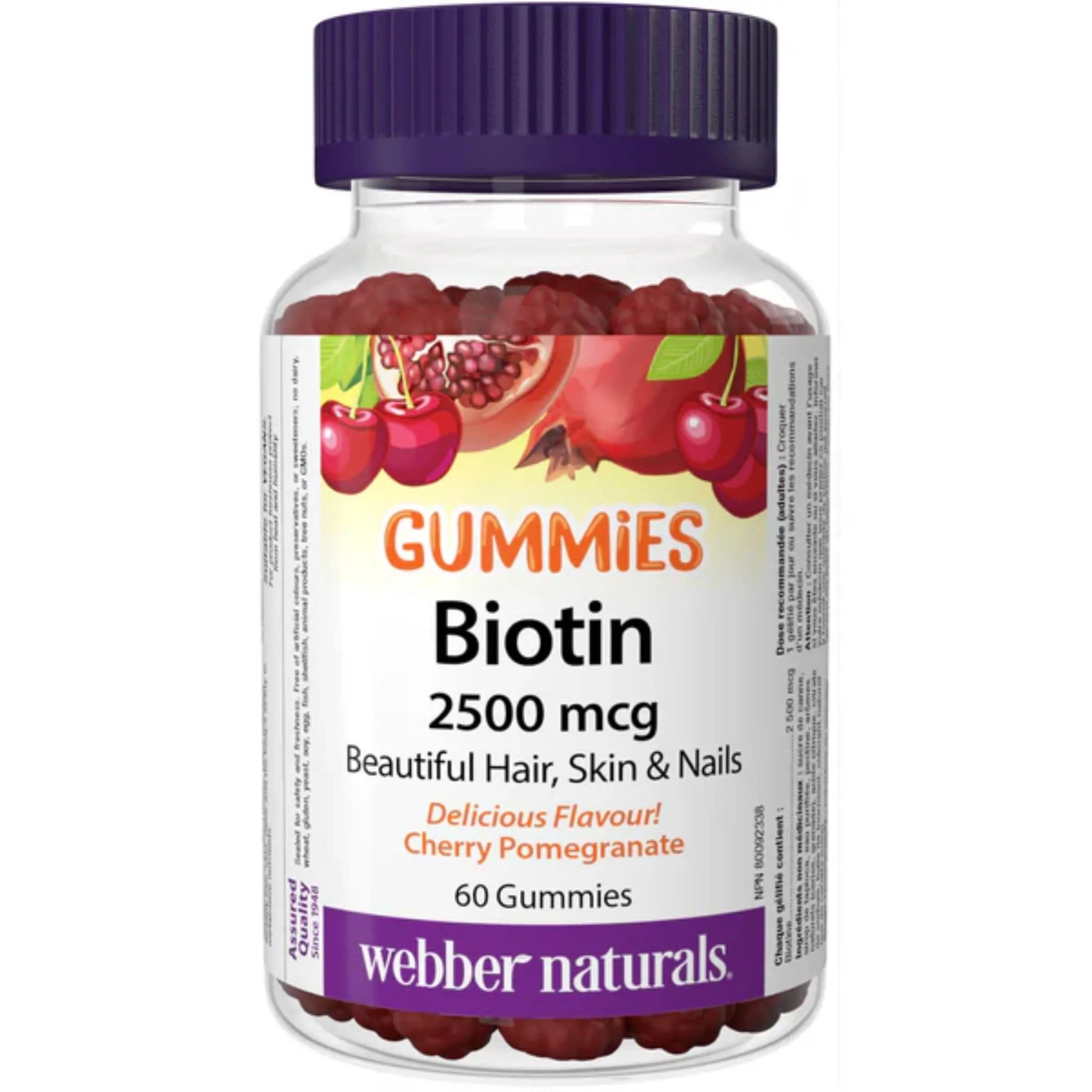 Webber Naturals Biotin Gummies 2500mcg, 60 Gummies