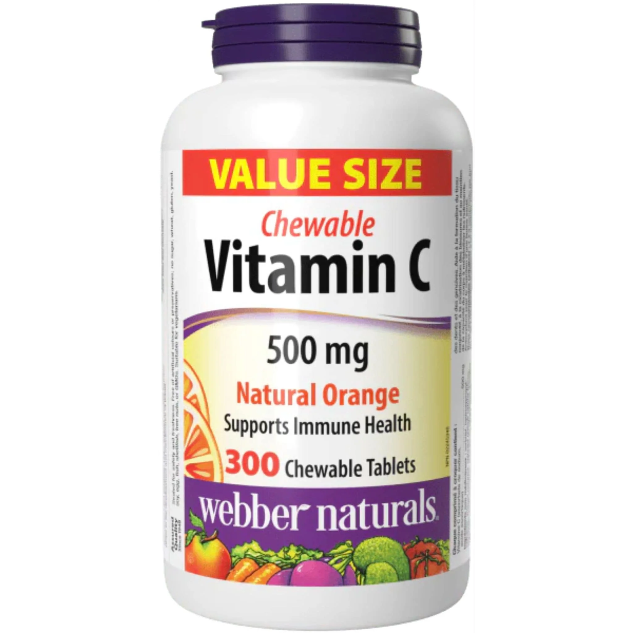 Webber Naturals Chewable Vitamin C 500mg Tablets, Delicious Flavour