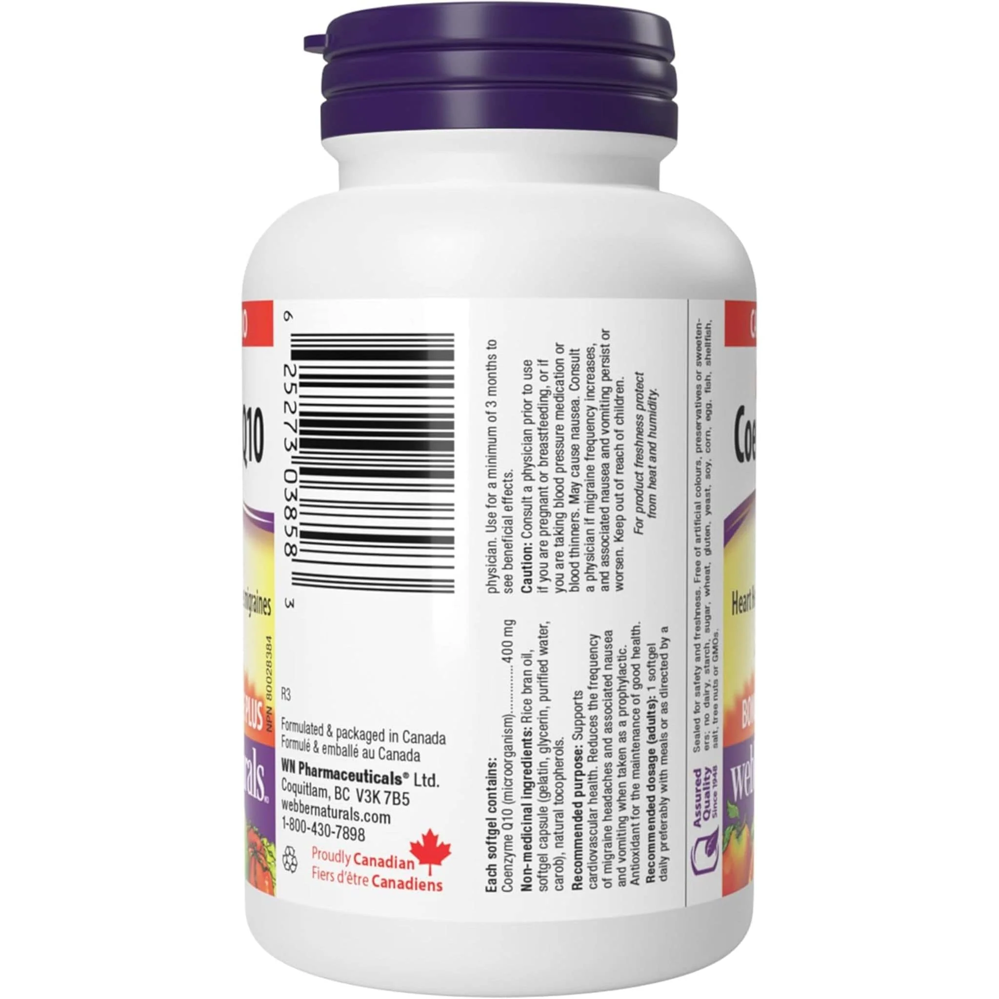 Webber Naturals Coenzyme Q10 400mg, Ultra Strength, BONUS SIZE, 100% More, 60 Softgels - Image 3
