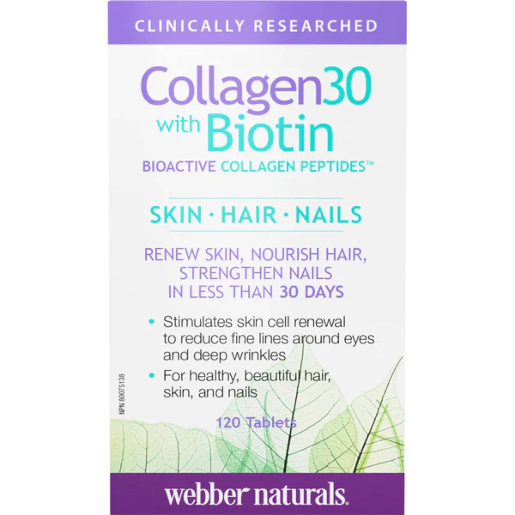 Webber Naturals Collagen30 with Biotin, 120 Tablets
