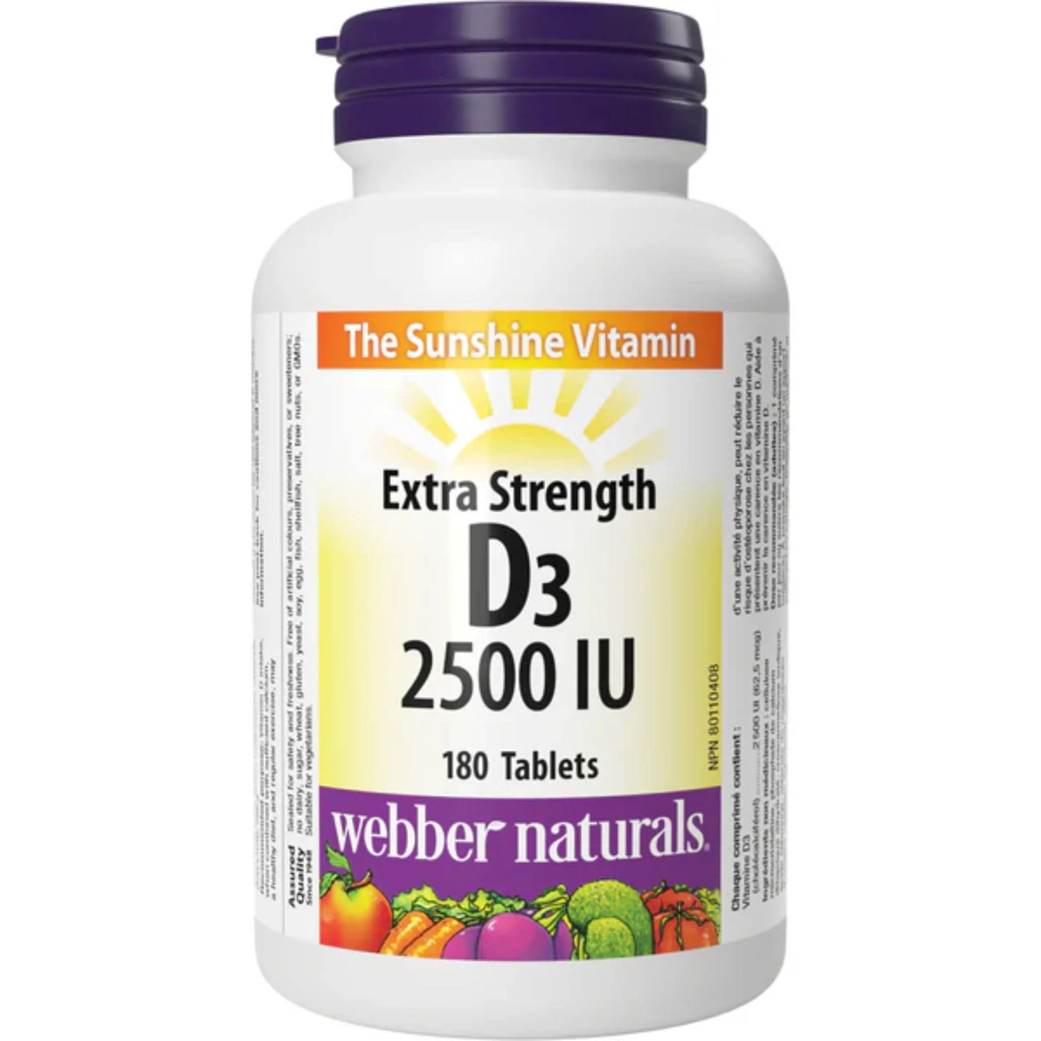 Webber Naturals Extra Strength Vitamin D3 2500IU, 180 Tablets