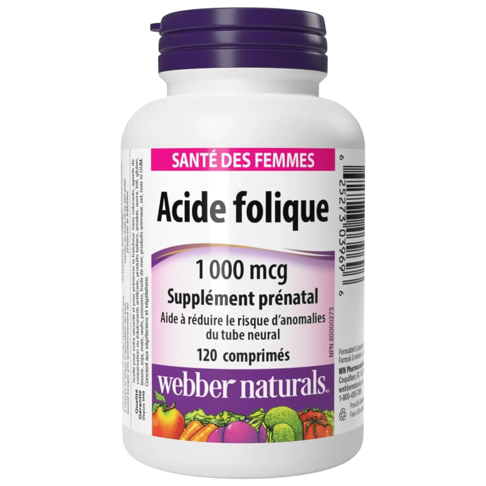 Webber Naturals Folic Acid 1000mcg, Prenatal Support, Helps Red Blood Cell Formation and Reduces Risk of Neural Tube Defects, 120 Tablets - Image 6