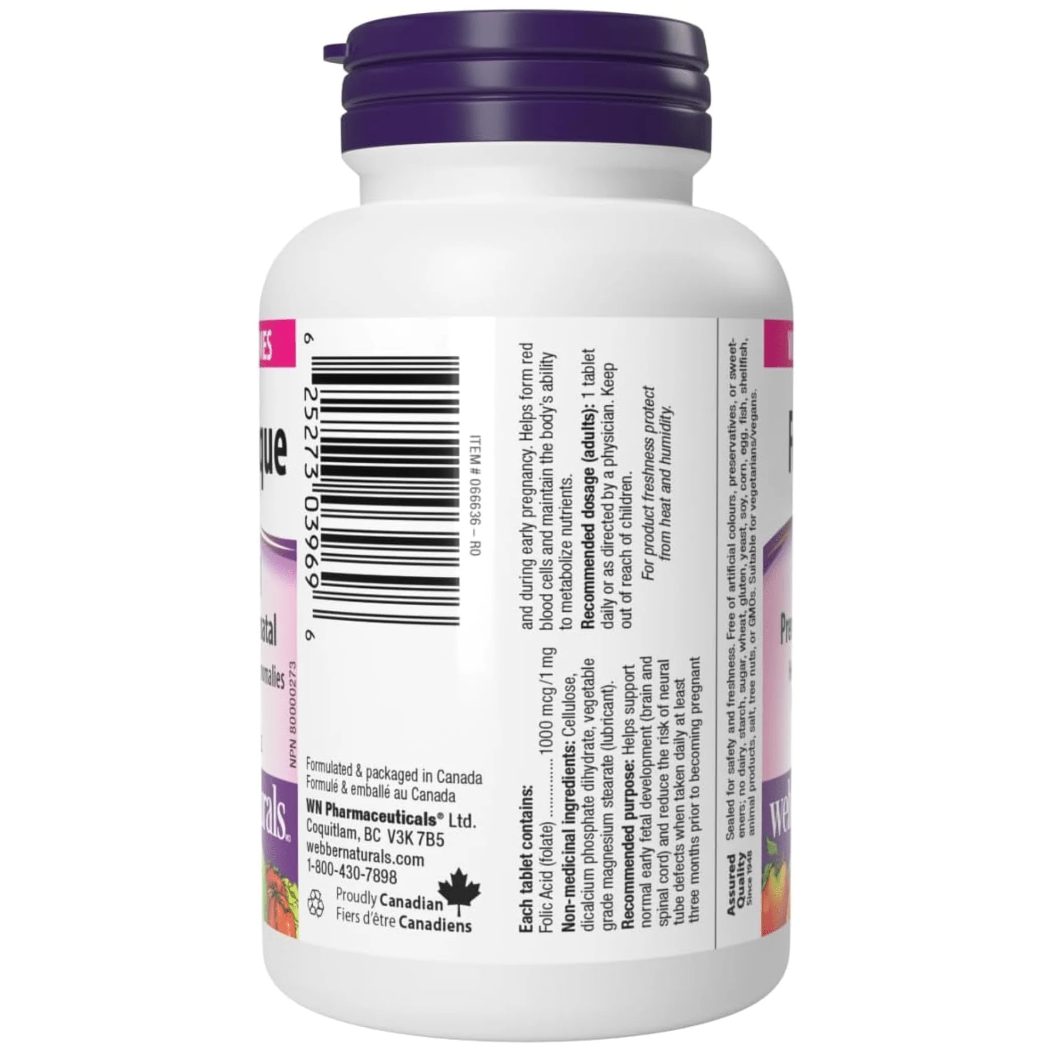 Webber Naturals Folic Acid 1000mcg, Prenatal Support, Helps Red Blood Cell Formation and Reduces Risk of Neural Tube Defects, 120 Tablets - Image 7