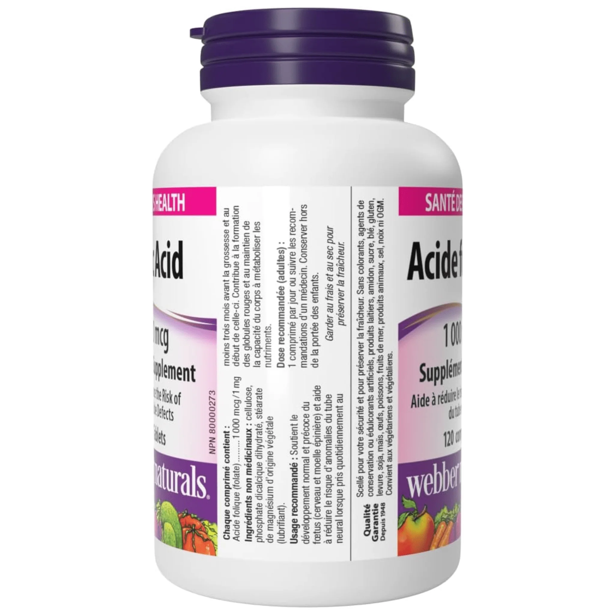 Webber Naturals Folic Acid 1000mcg, Prenatal Support, Helps Red Blood Cell Formation and Reduces Risk of Neural Tube Defects, 120 Tablets - Image 8