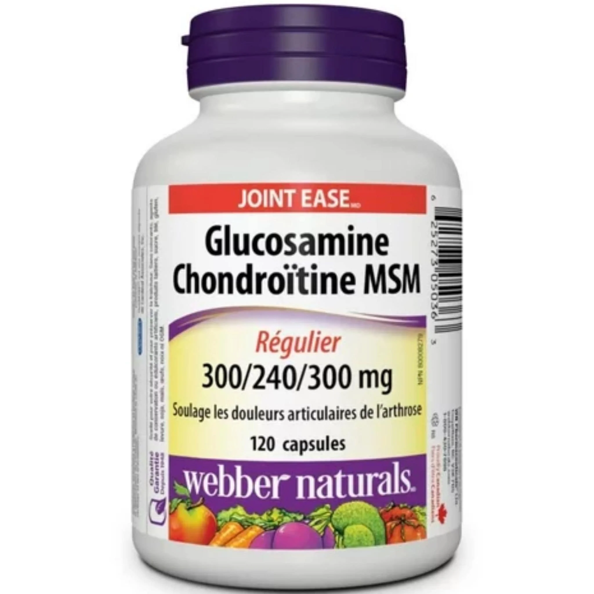 Webber Naturals Glucosamine Chondroitin MSM, 300mg/240mg/300mg, 120 Capsules - Image 2