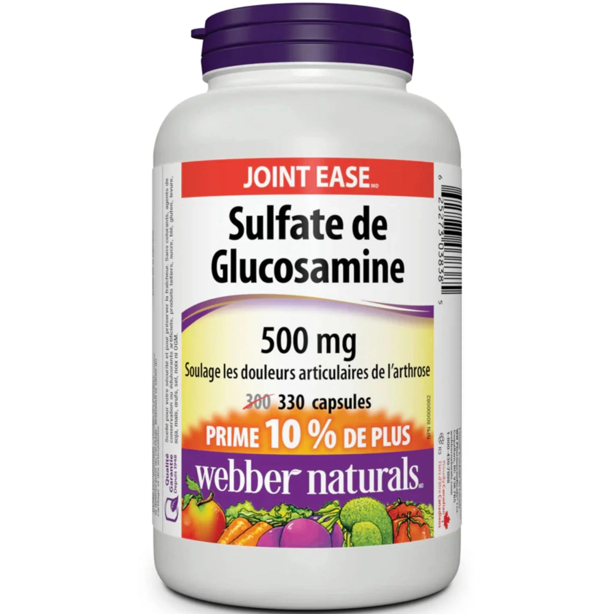 Webber Naturals Glucosamine Sulfate 500mg, Relieves Osteoarthritic Pain, 360 Caplets - Image 2