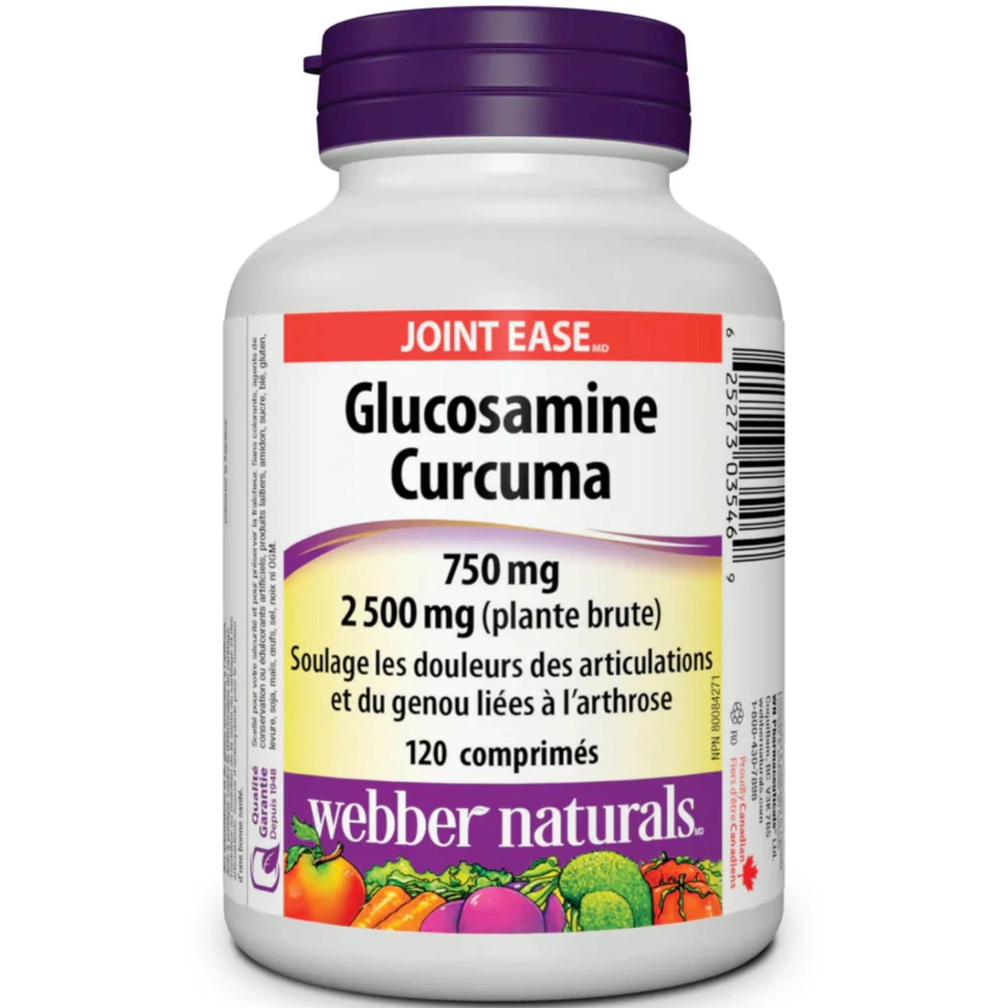 Webber Naturals Glucosamine Turmeric, 750mg/2500mg, 120 Tablets - Image 2