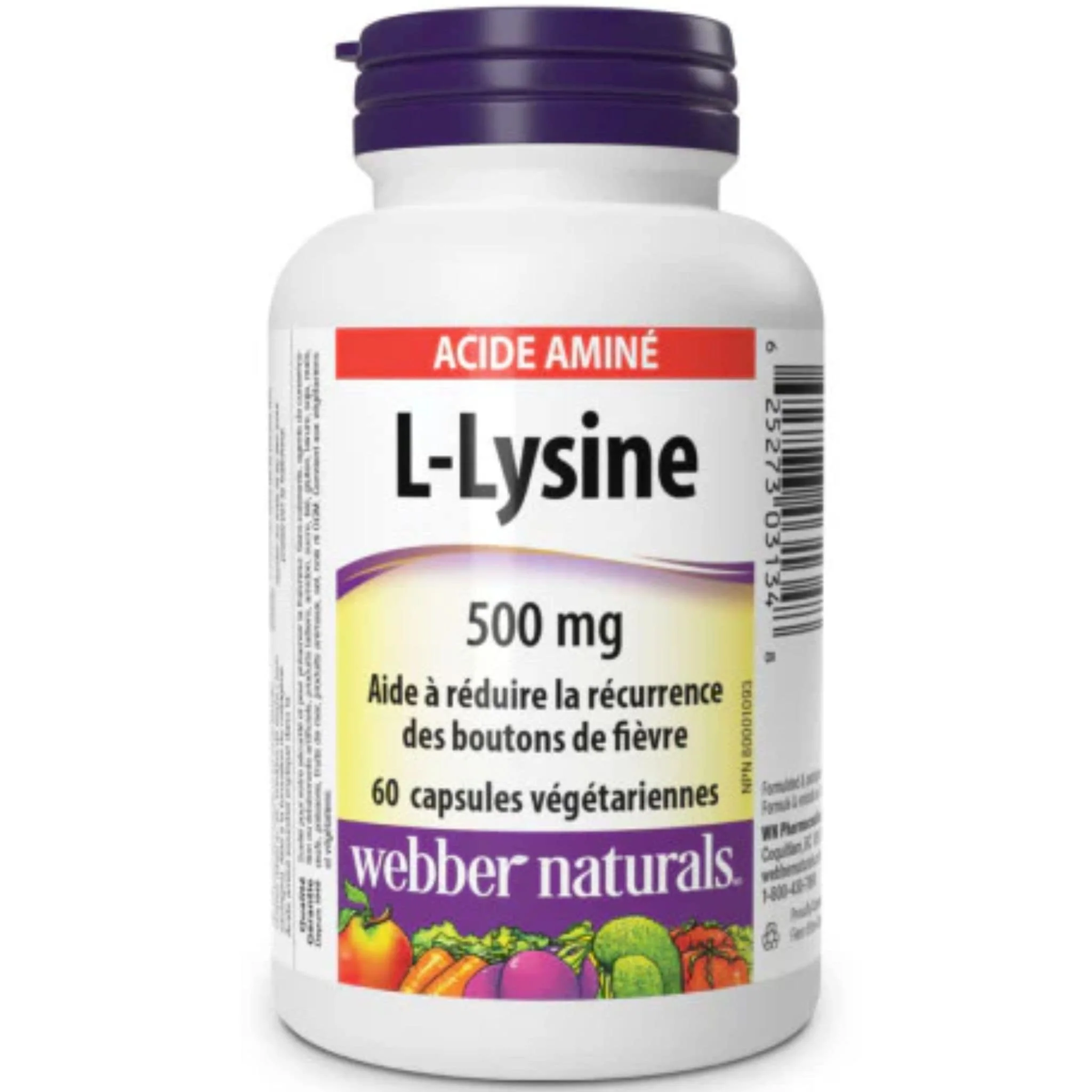 Webber Naturals L–Lysine 500mg, 60 Vegetarian Capsules - Image 2
