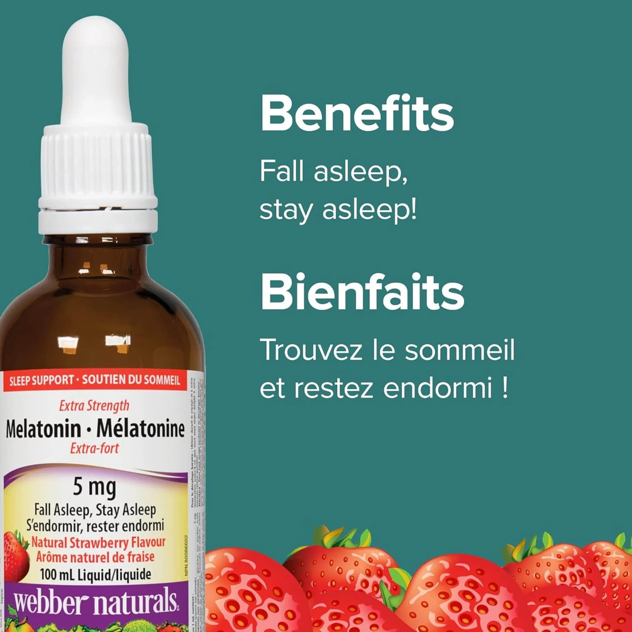 Webber Naturals Liquid Melatonin 5mg, Extra Strength, Vegan, 100 Servings, 100ml - Image 3