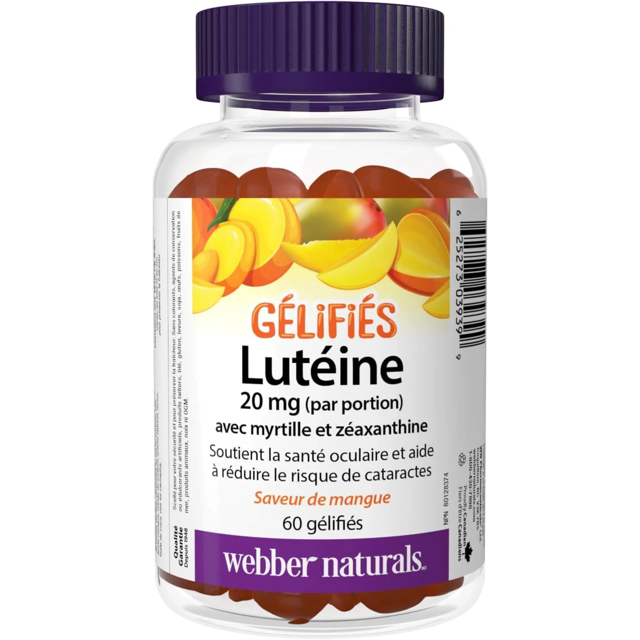 Webber Naturals Lutein 20mg Gummies with Bilberry and Zeaxanthin, Helps Support Eye Health and Reduce the Risk of Cataracts, 60 Gummies - Image 2