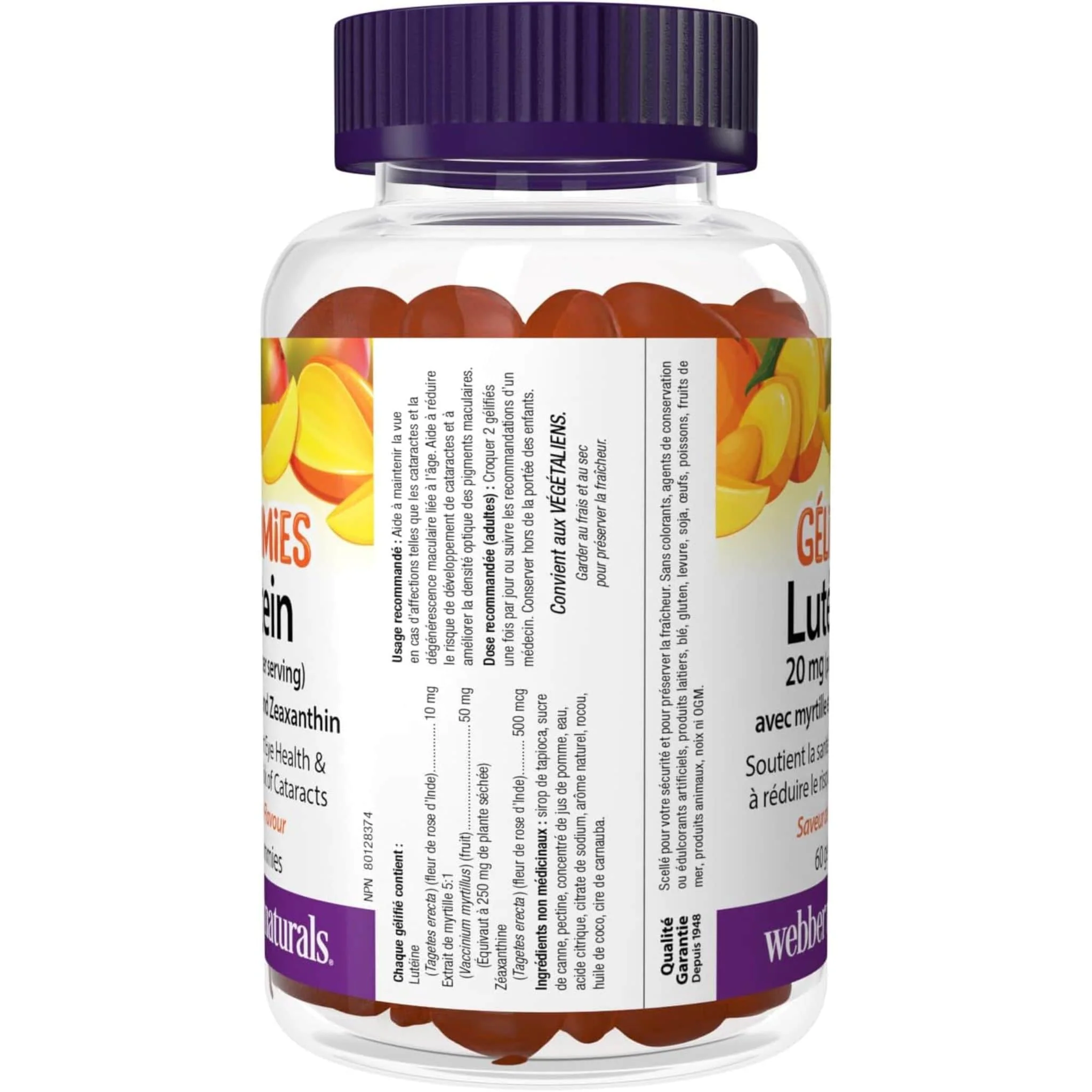 Webber Naturals Lutein 20mg Gummies with Bilberry and Zeaxanthin, Helps Support Eye Health and Reduce the Risk of Cataracts, 60 Gummies - Image 3