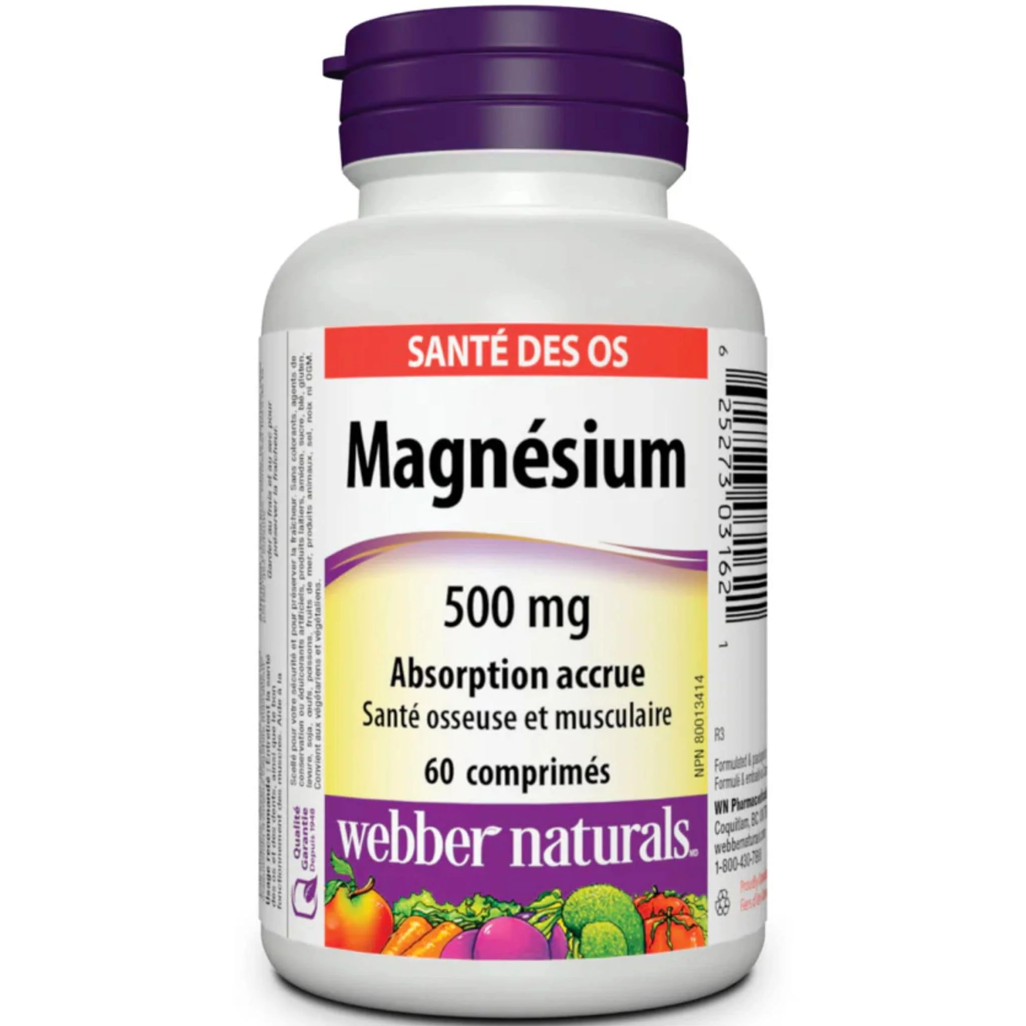 Webber Naturals Magnesium 500mg, Chelated for Enhanced Absorption, Supports Healthy Bones and Muscle Function, 60-150 Tablets - Image 2