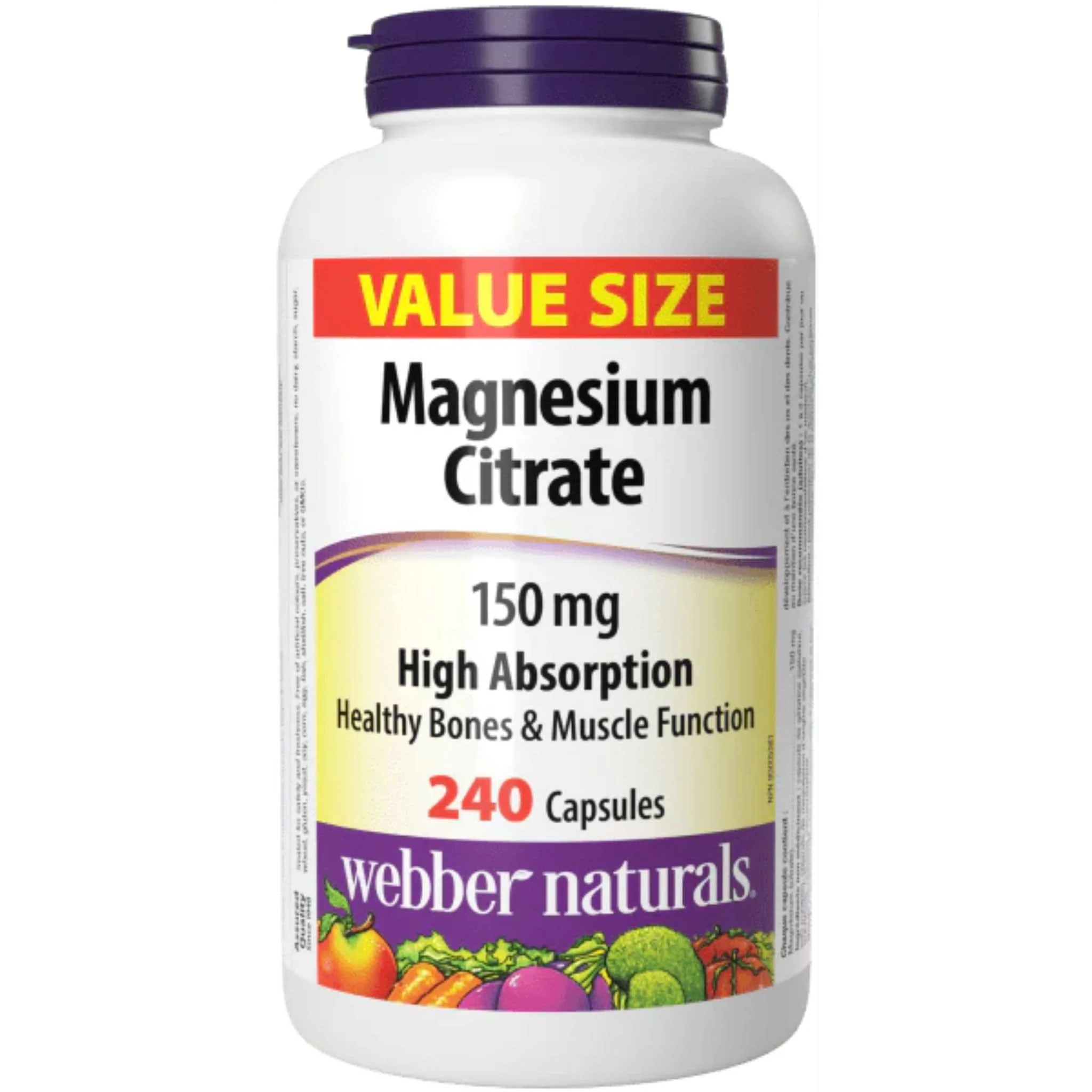 Webber Naturals Magnesium Citrate 150mg, High Absorption, 60-240 Capsules