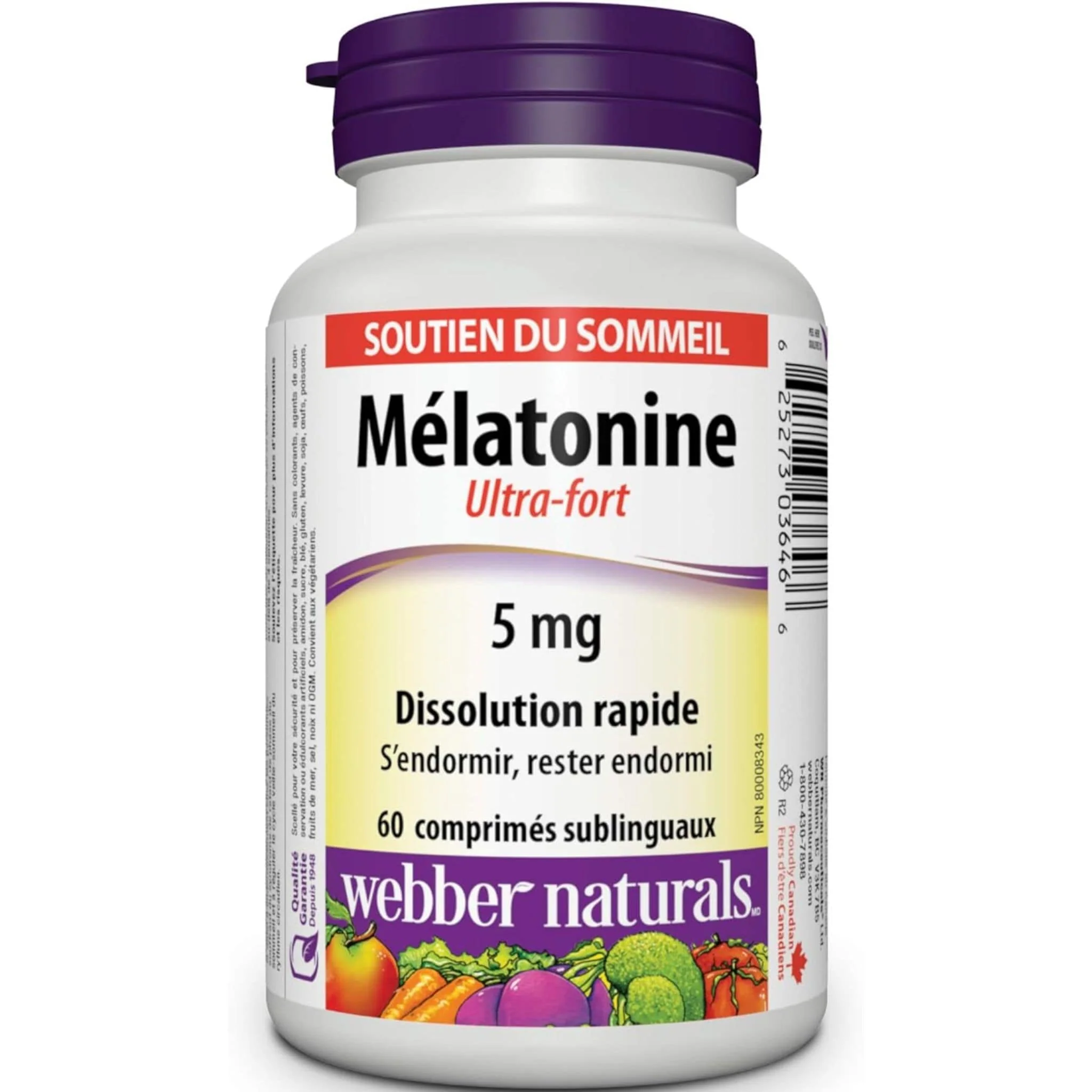 Webber Naturals Melatonin 5mg, Quick Dissolving Tablets, Peppermint Flavour - Image 2