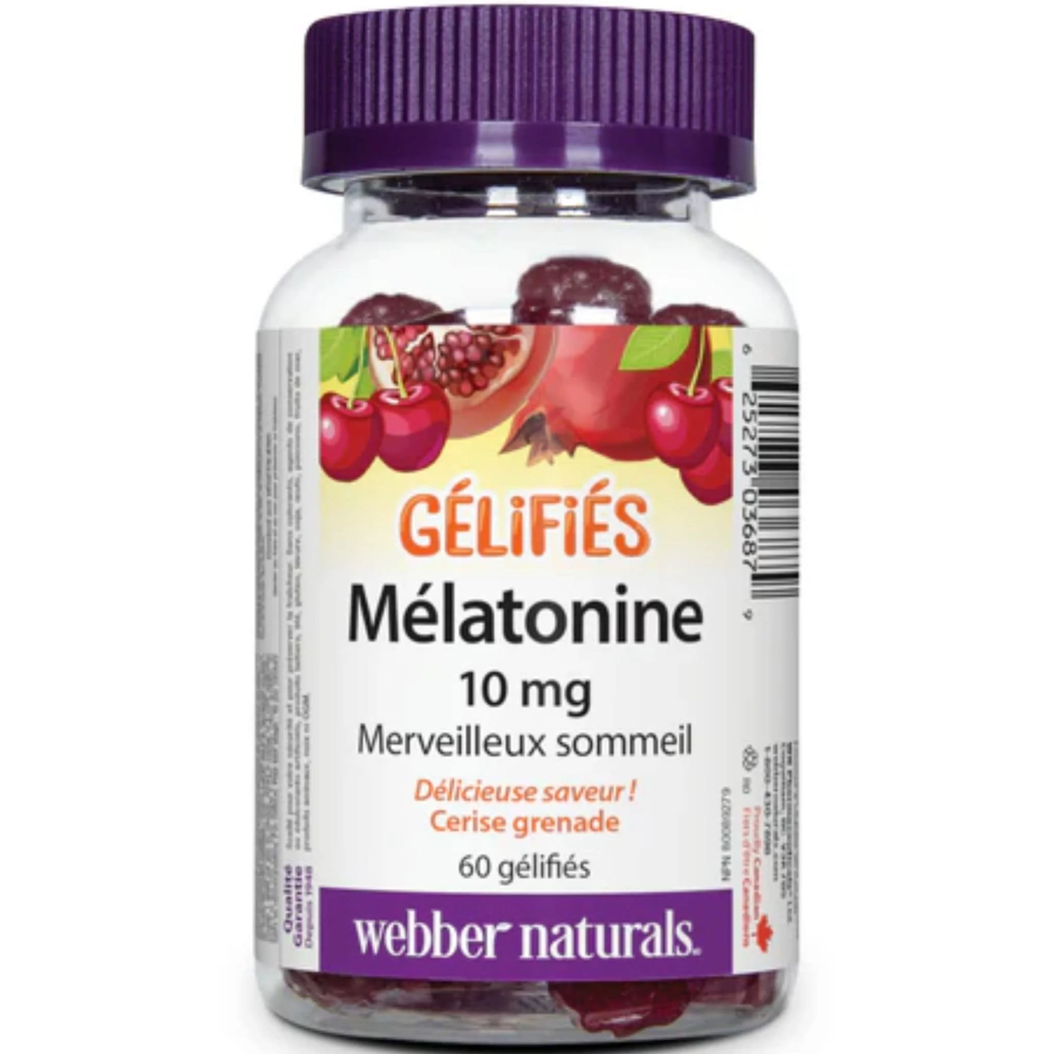 Webber Naturals Melatonin Gummies 10mg, Cherry Pomegranate Flavour, 60 Gummies - Image 2