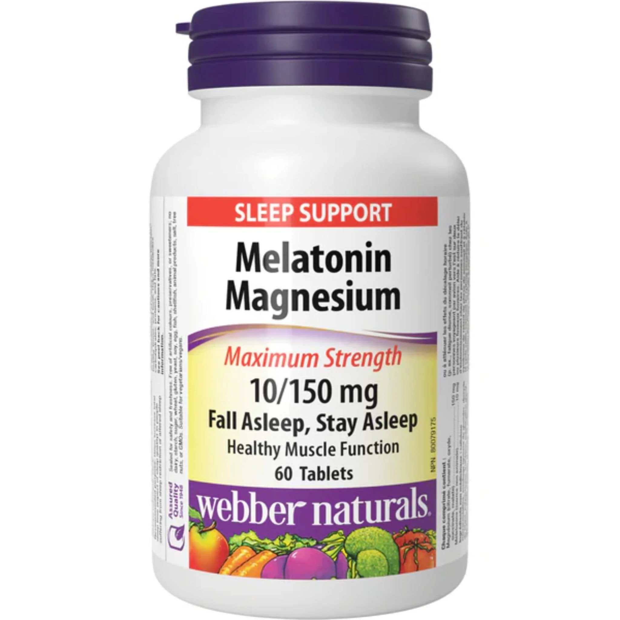 Webber Naturals Melatonin Magnesium, 10mg/150mg, Maximum Strength, 60 Tablets