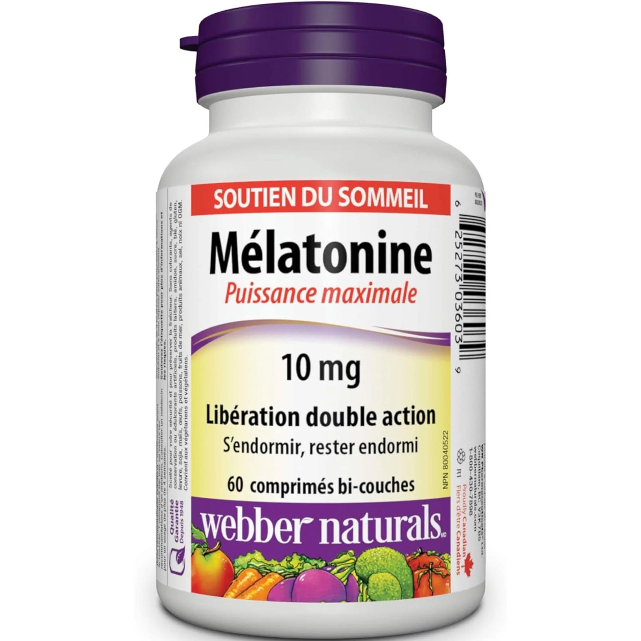 Webber Naturals Melatonin 10mg, Maximum Strength, Dual Action Release, 60-120 Dual Action Tablets - Image 2