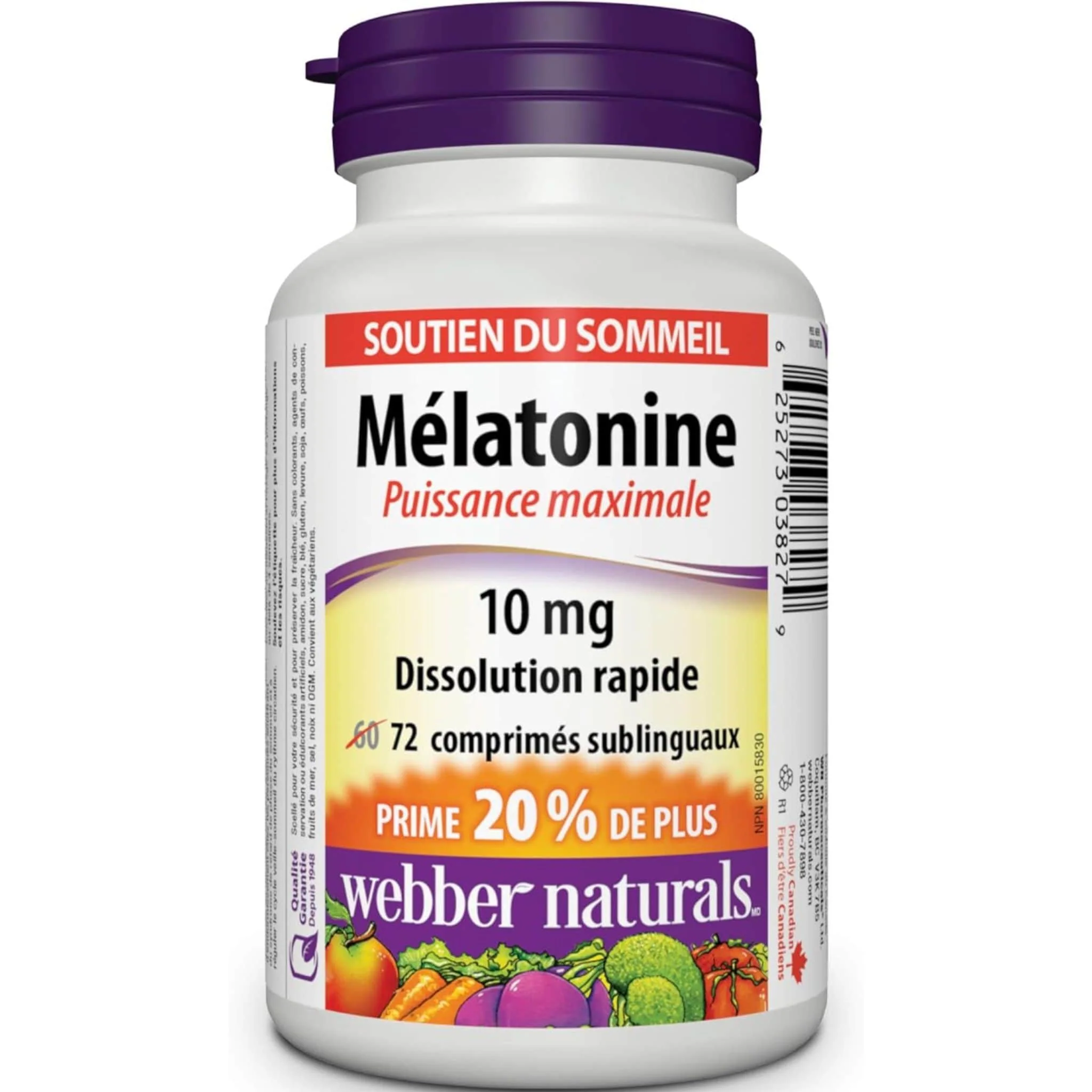 Webber Naturals Melatonin 10mg, Maximum Strength, Easy Dissolve Sublingual Tablets - Image 2